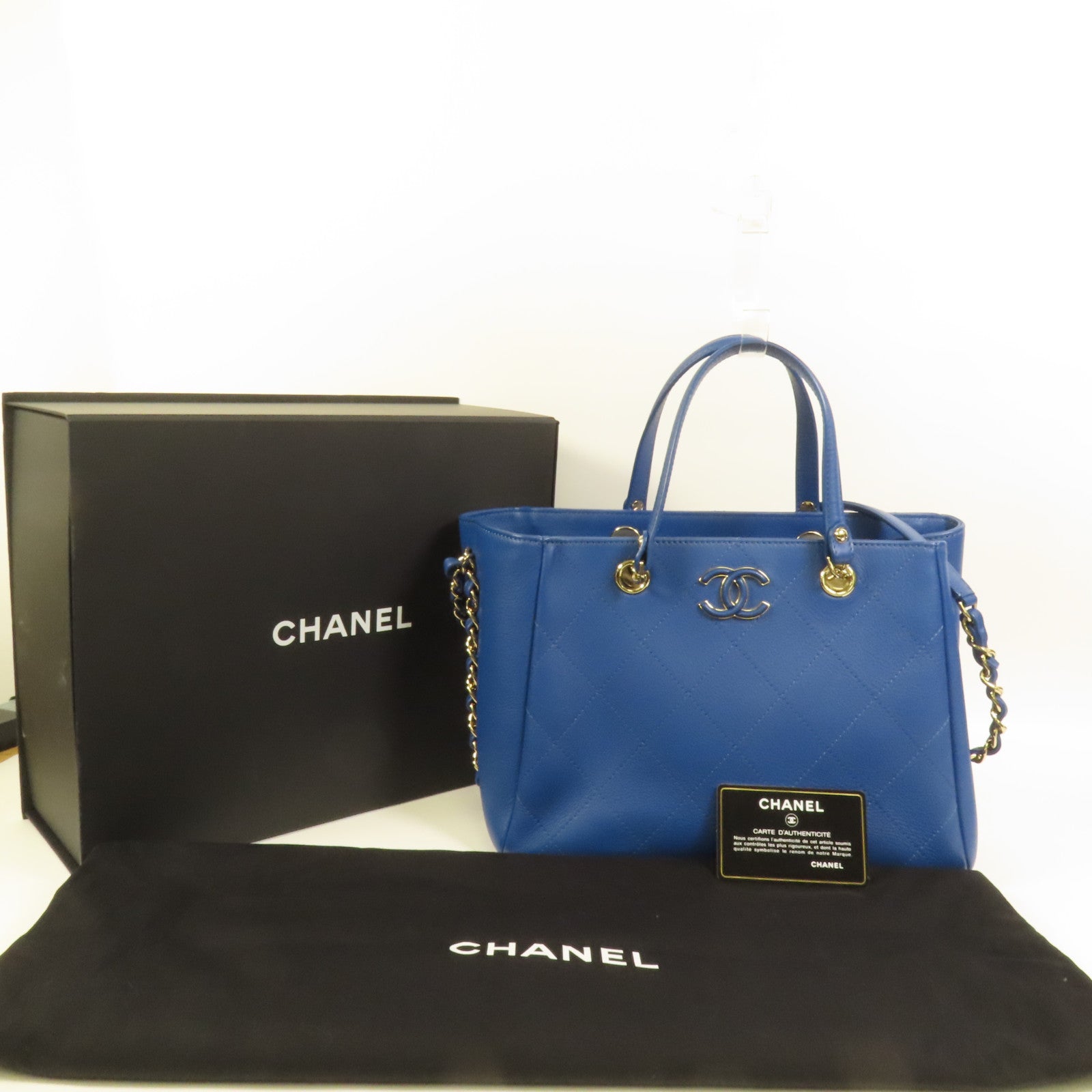 CHANEL 牛皮皮革Chain Shoulder金扣手挽肩背兩用袋