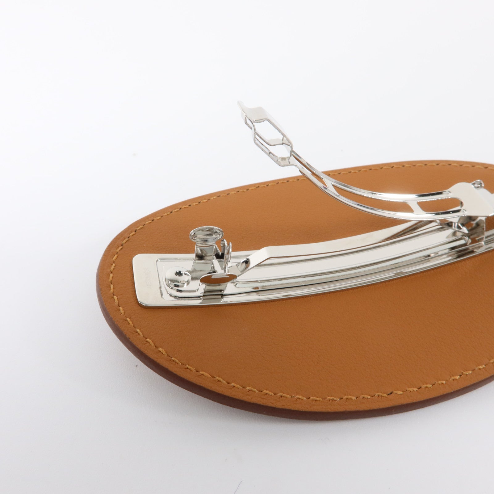 HERMES Swift皮革/金屬Evelyne GM Hair Clip銀扣髮夾Gold