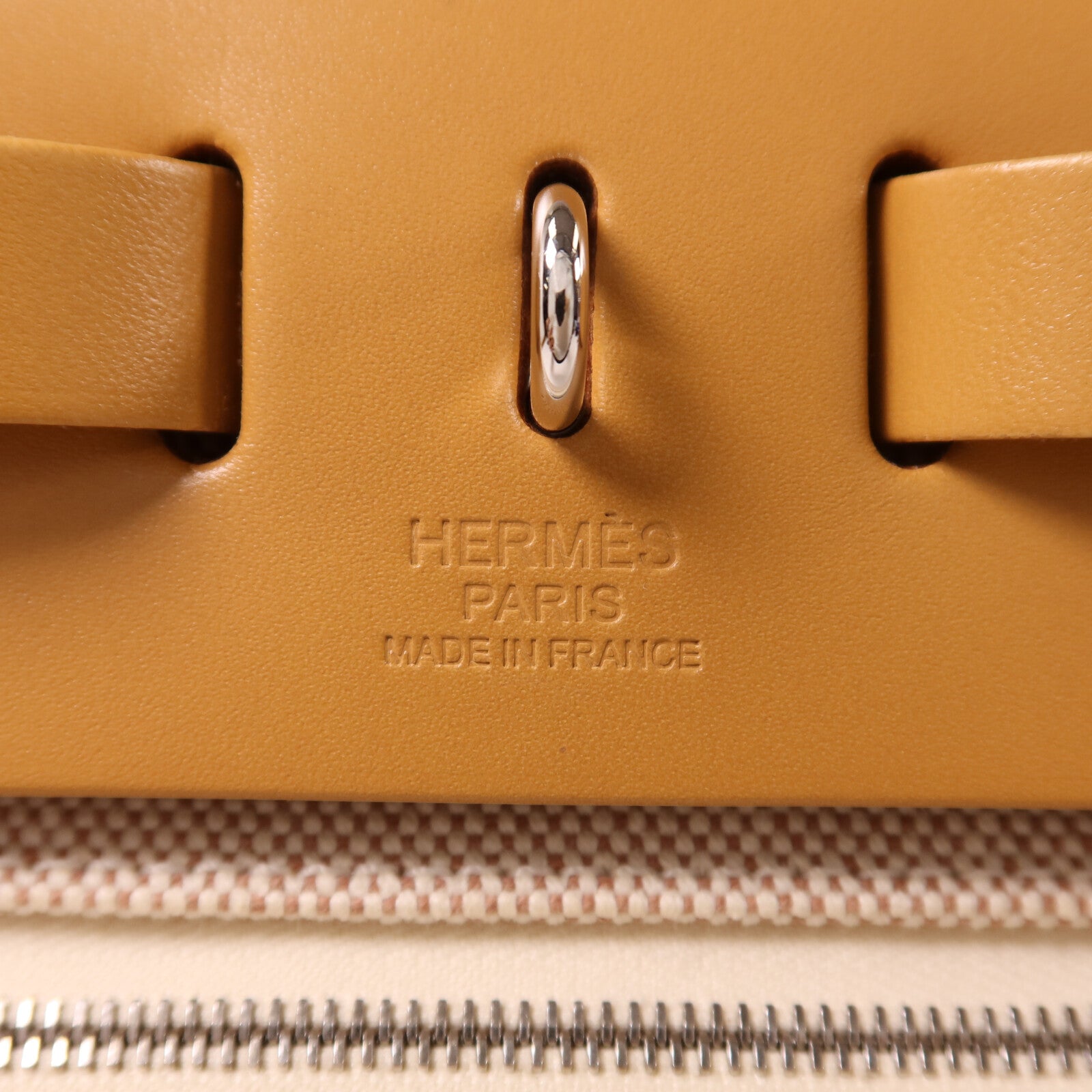 HERMES 帆布Herbag PM銀扣手挽肩背兩用袋Beige