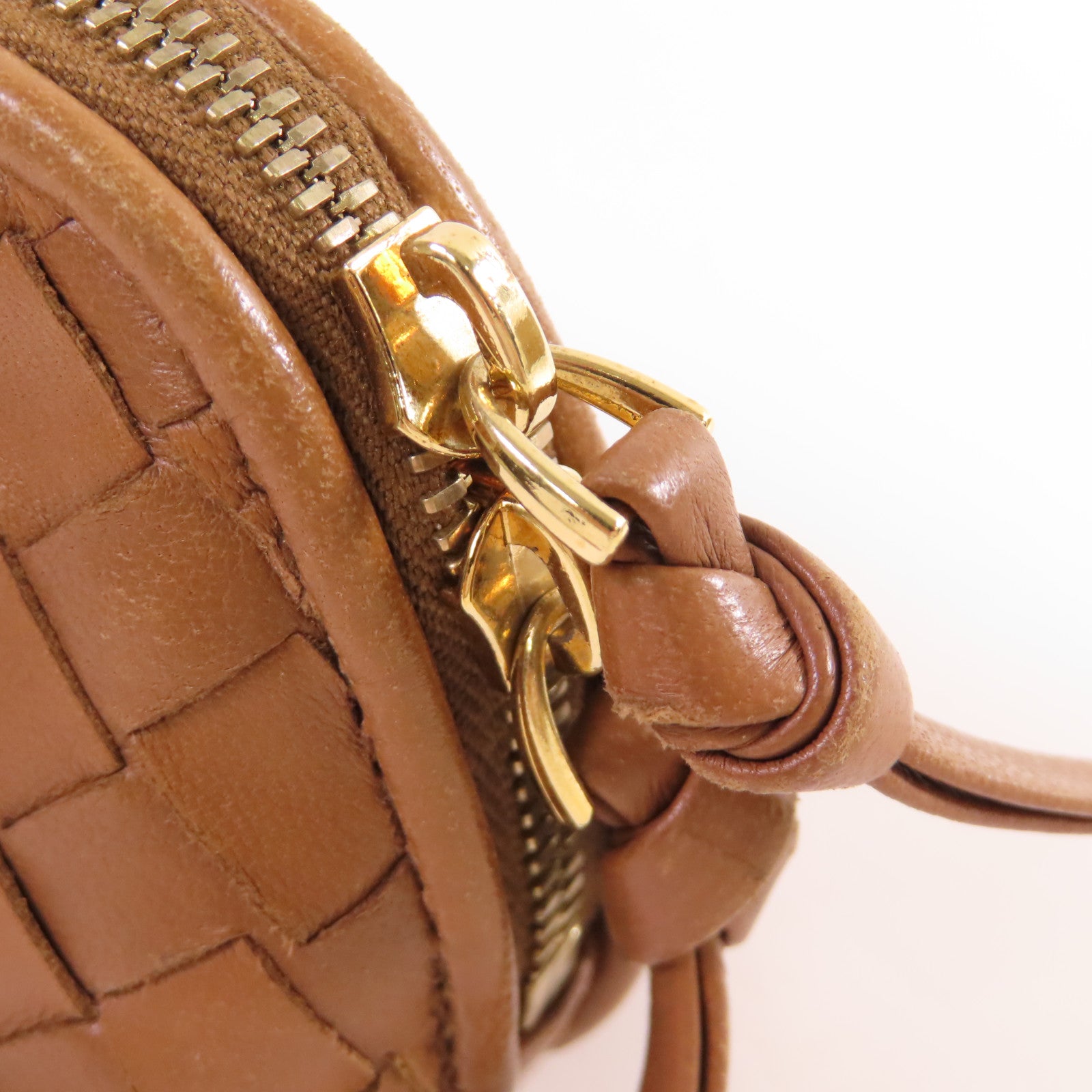 BOTTEGA VENETA 【激減優惠】織紋皮革Pouch金扣手拿包啡色