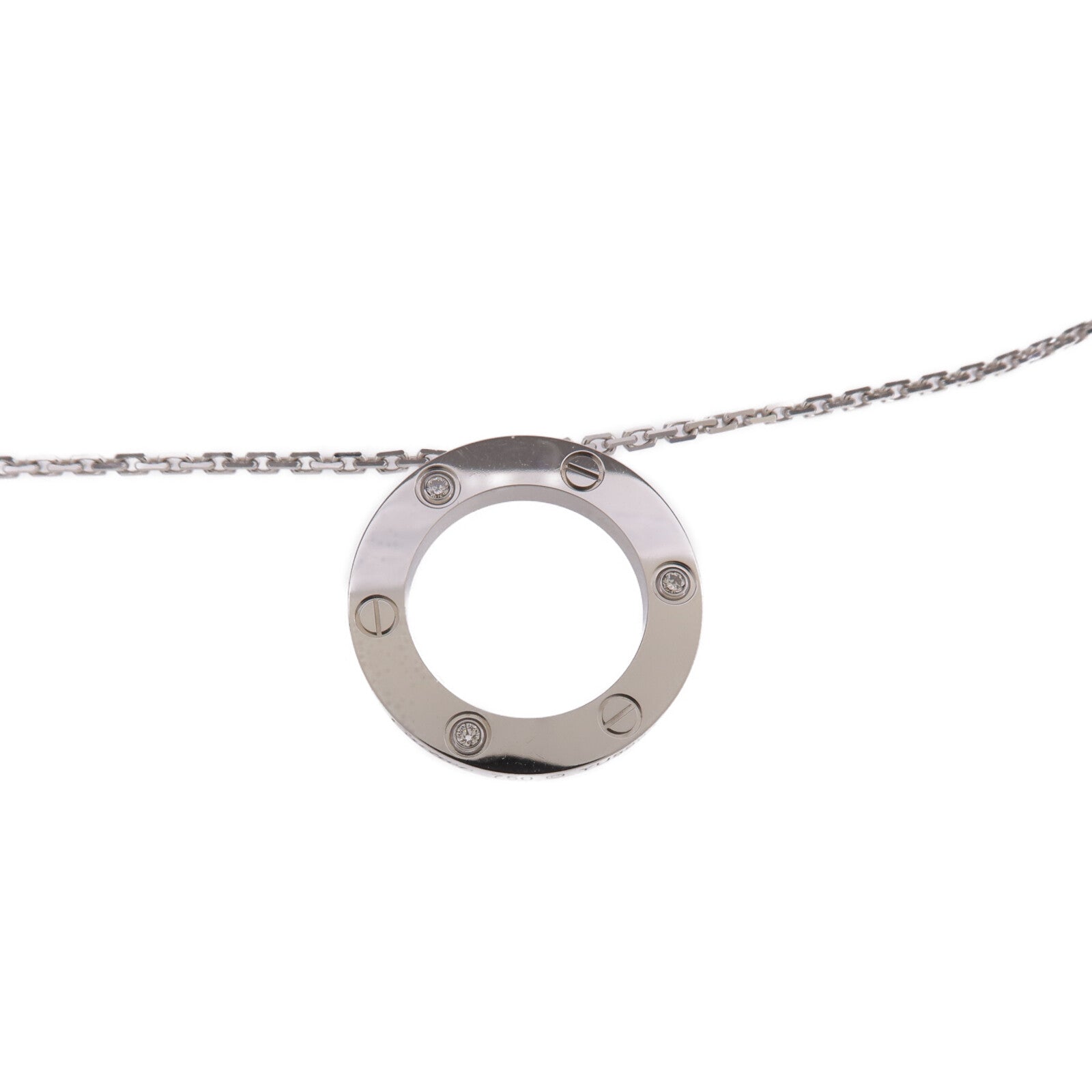CARTIER 18K白金Love Necklace 3 Diamonds鑽石項鍊