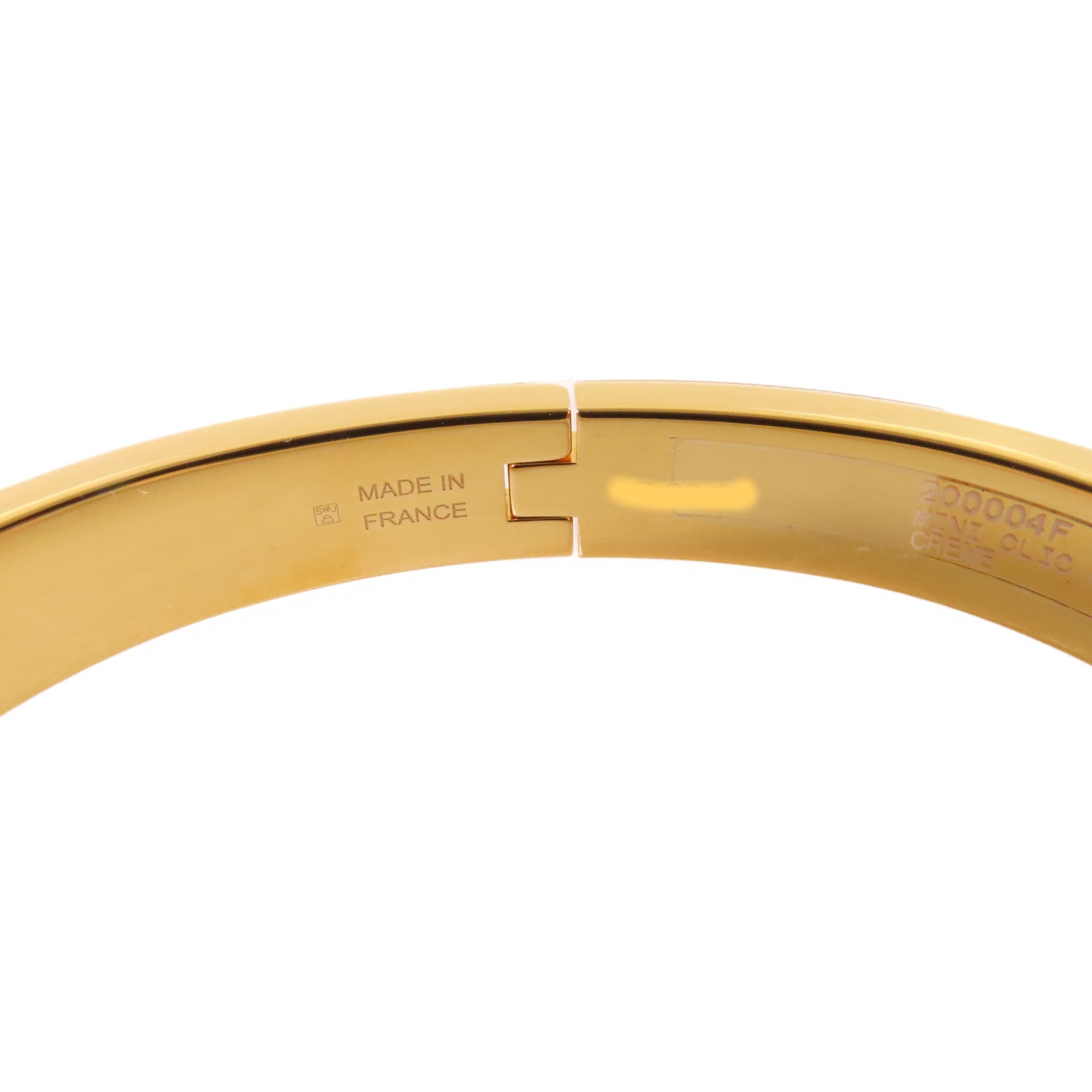 HERMES 金屬/琺瑯Mini Clic Kelly Bracelet金扣手鏈金色/米白色