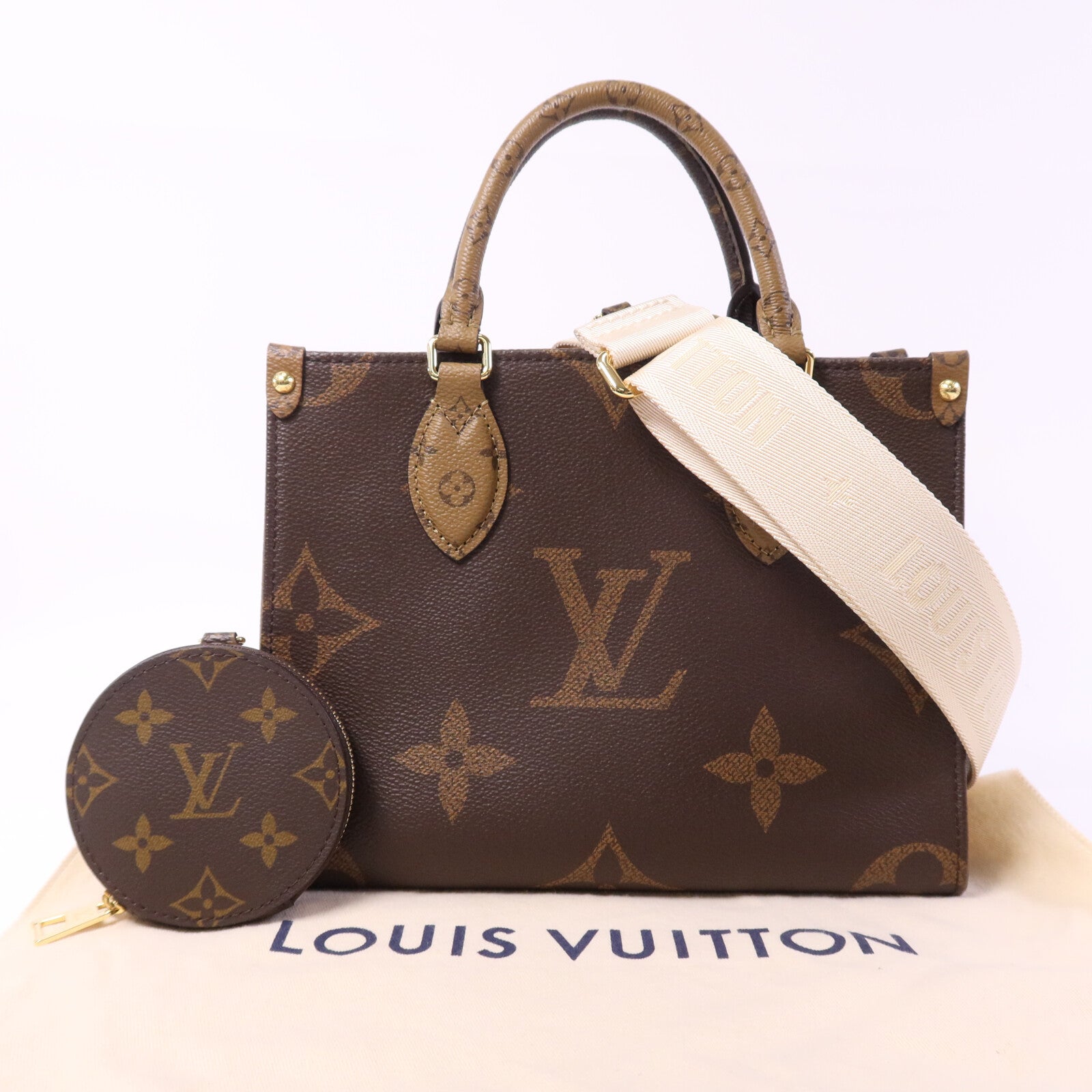 LOUIS VUITTON Monogram Giant On The Go PM金扣手挽肩背兩用袋