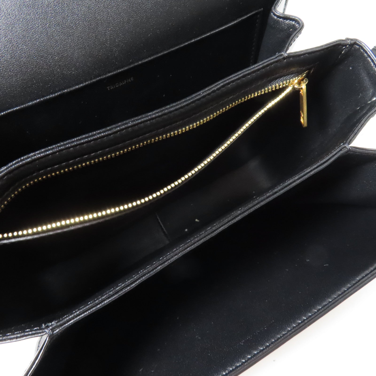 CELINE 牛皮皮革Triomphe Medium金扣肩背袋黑色