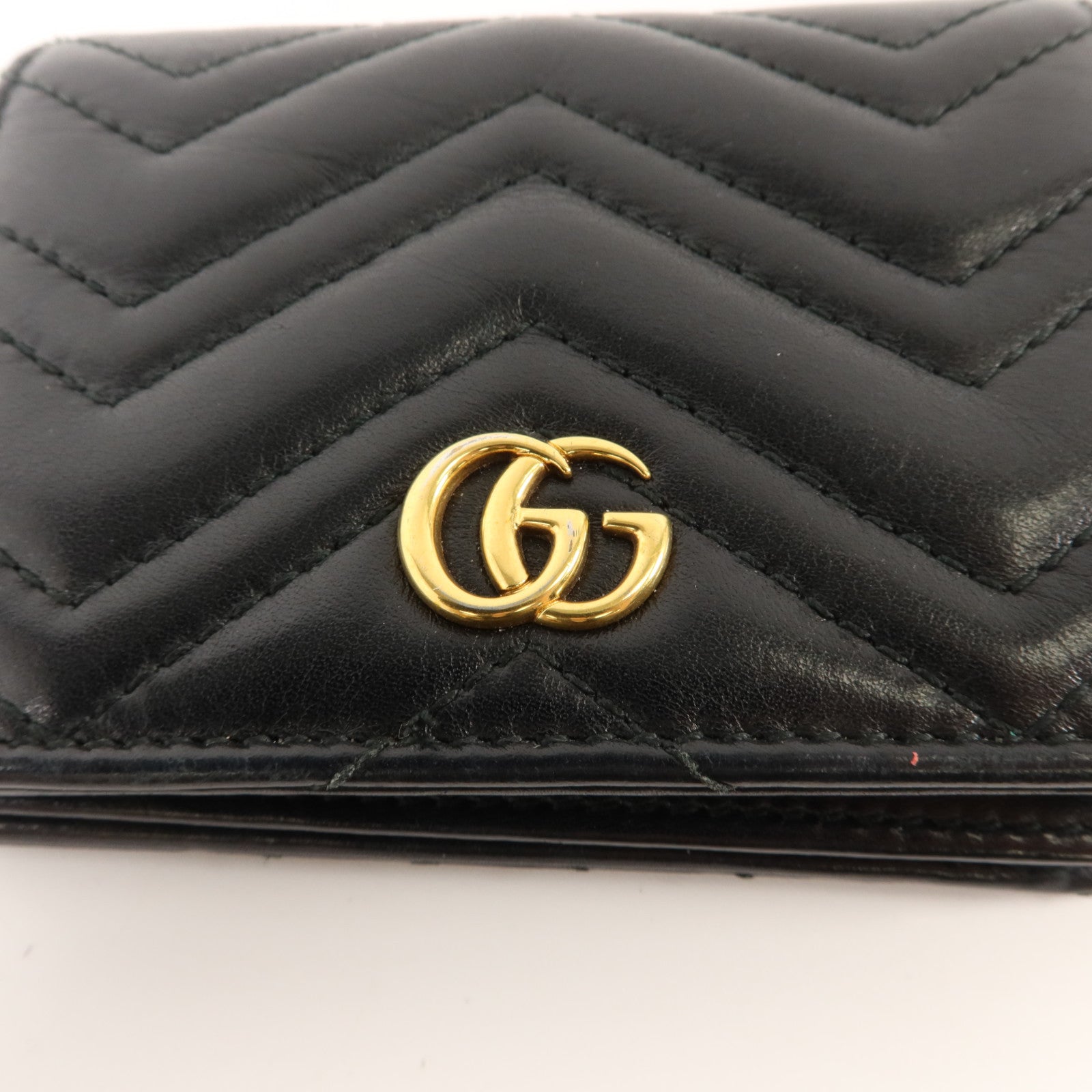 GUCCI 牛皮皮革GG Marmont Card Case Wallet金扣錢包