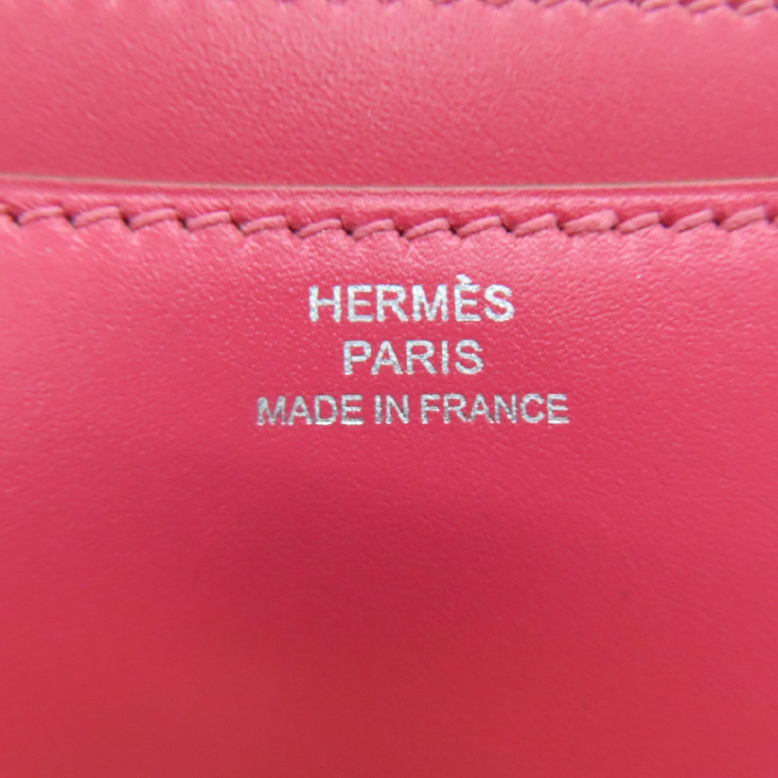 HERMES 【激減優惠精選】Tadket皮革Constance Mini銀扣肩背袋粉紅色