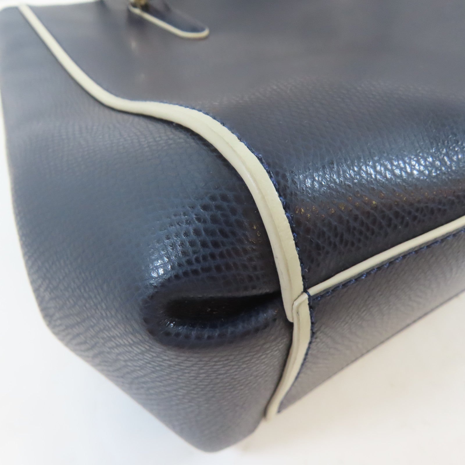 COACH 皮革2 Way Shoulder Bag金扣手挽肩背兩用袋深藍色