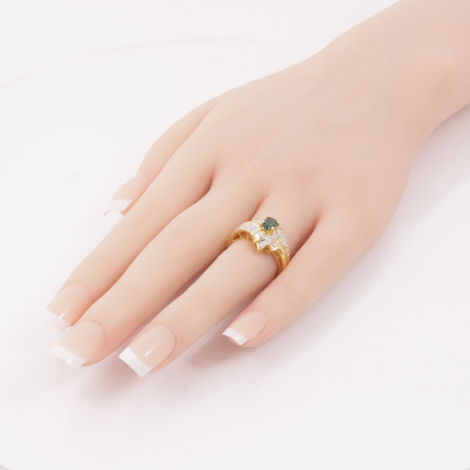 JEWELRY 【激減優惠】18K黃金Emerald/Diamond Ring綠寶石/鑽石戒指US#6.5