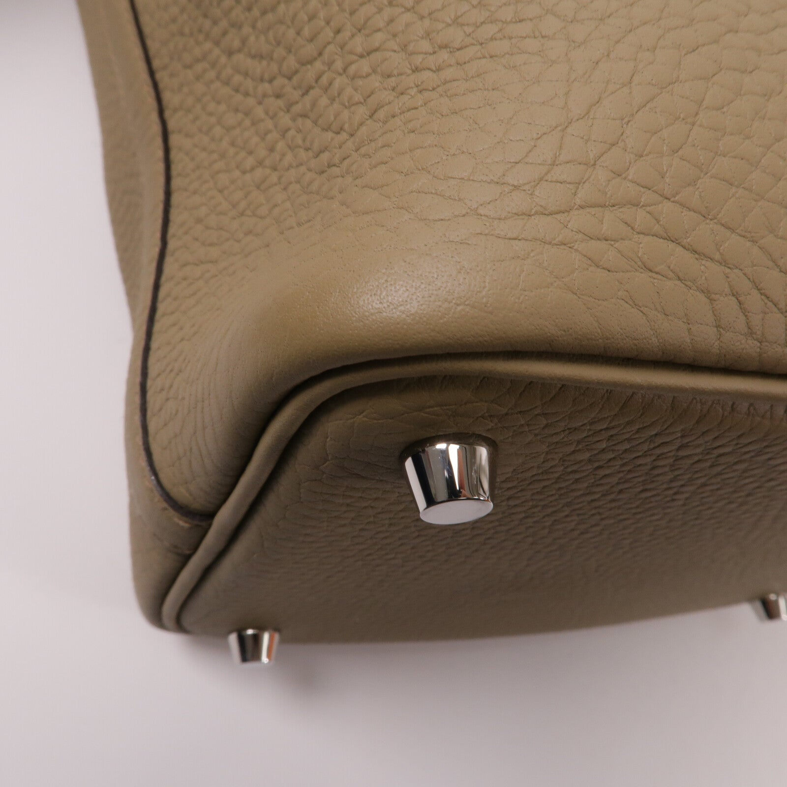 HERMES Clemence皮革Picotin PM手挽袋Beige Marfa