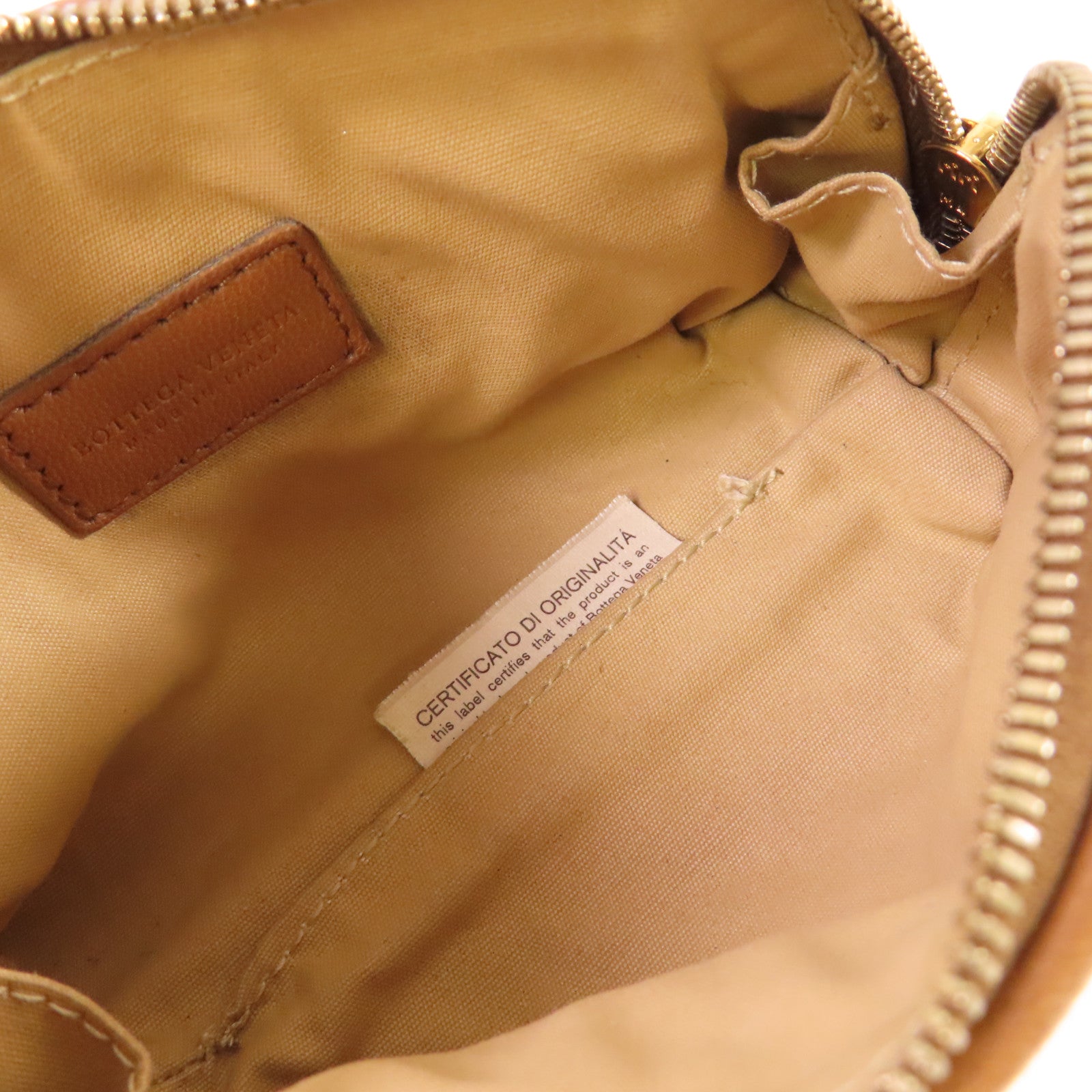 BOTTEGA VENETA 【激減優惠】織紋皮革Pouch金扣手拿包啡色