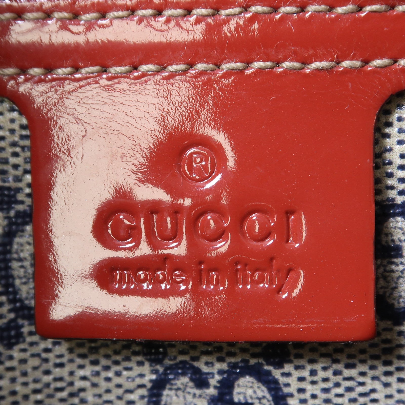 GUCCI 塗層帆布Hand Bag金扣手挽袋啡色/紅色