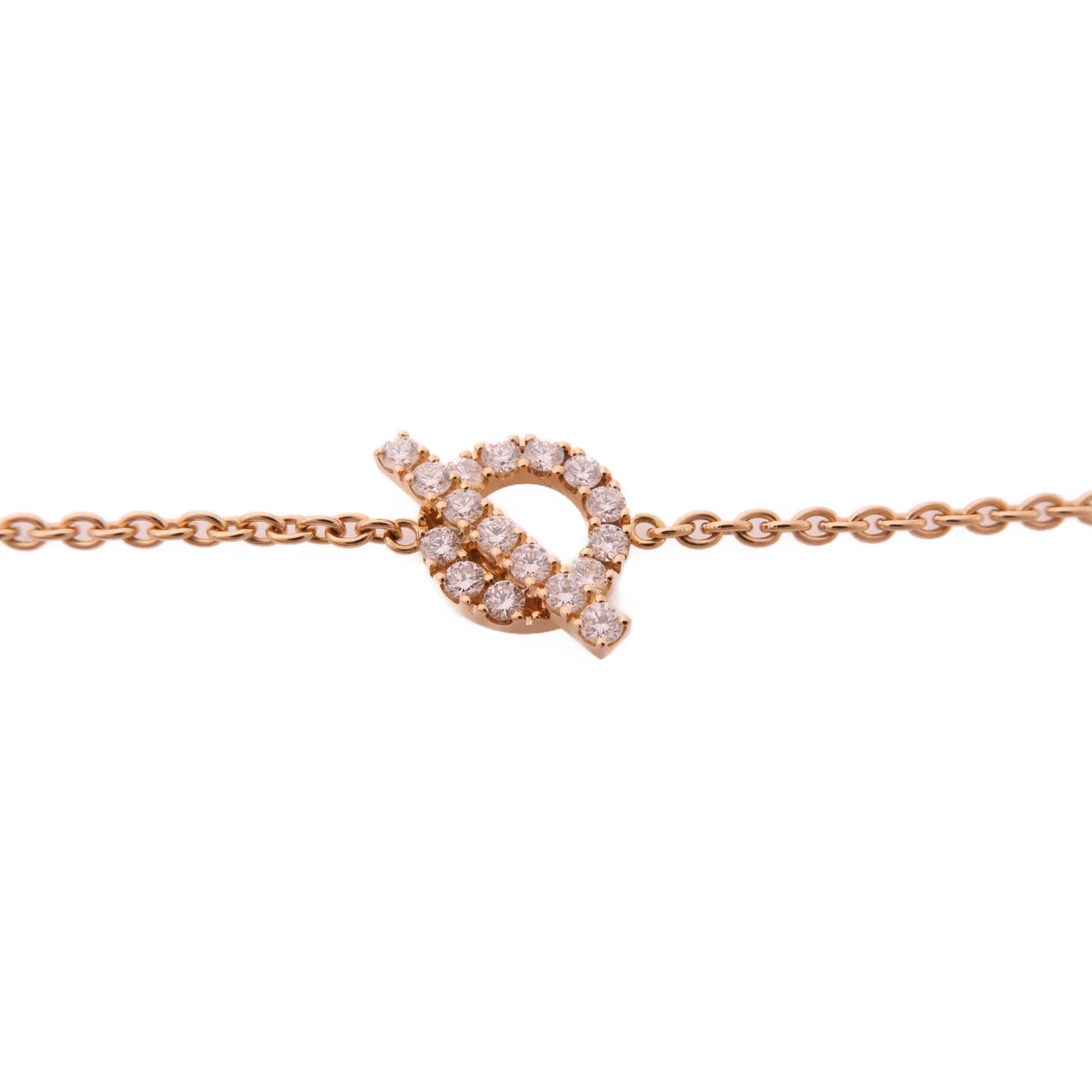 HERMES 18K玫瑰金Finesse Bracelet鑽石手鏈
