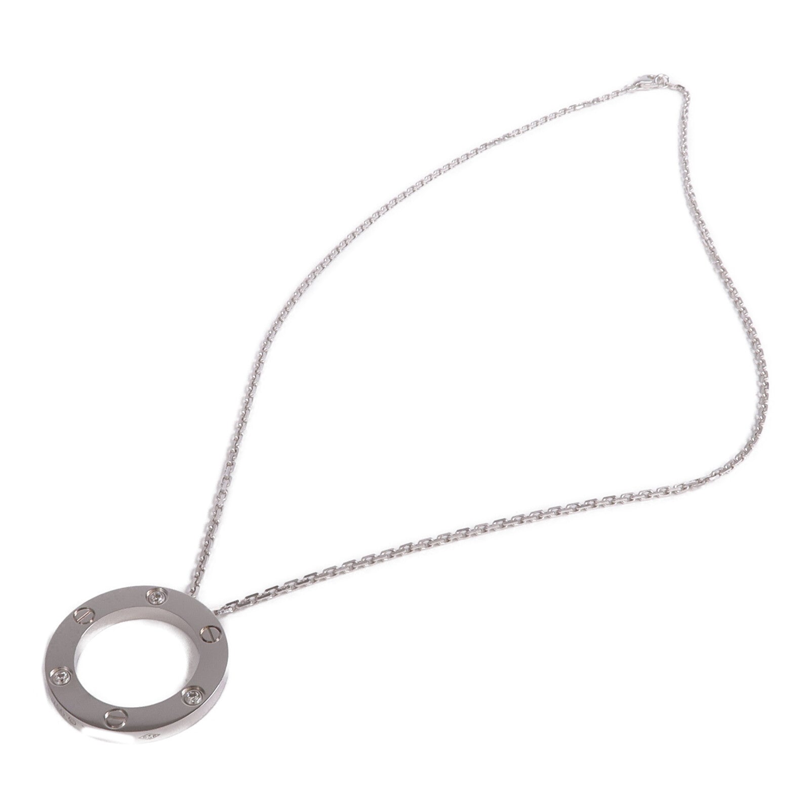 CARTIER 18K白金Love Necklace 3 Diamonds鑽石項鍊