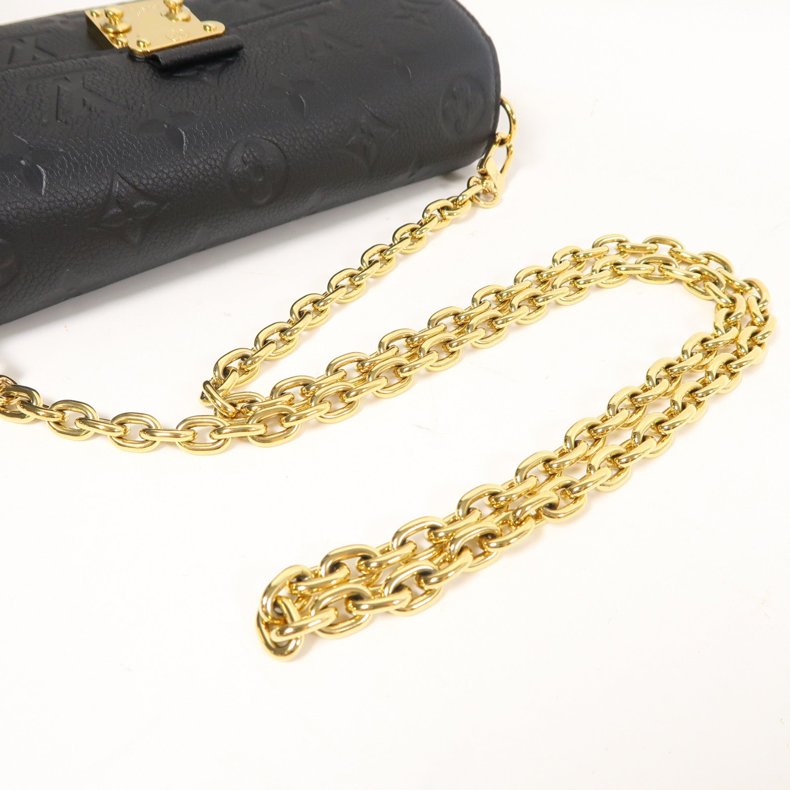 LOUIS VUITTON Monogram Empreinte Wallet On Chain Metis金扣鏈帶肩背袋黑色