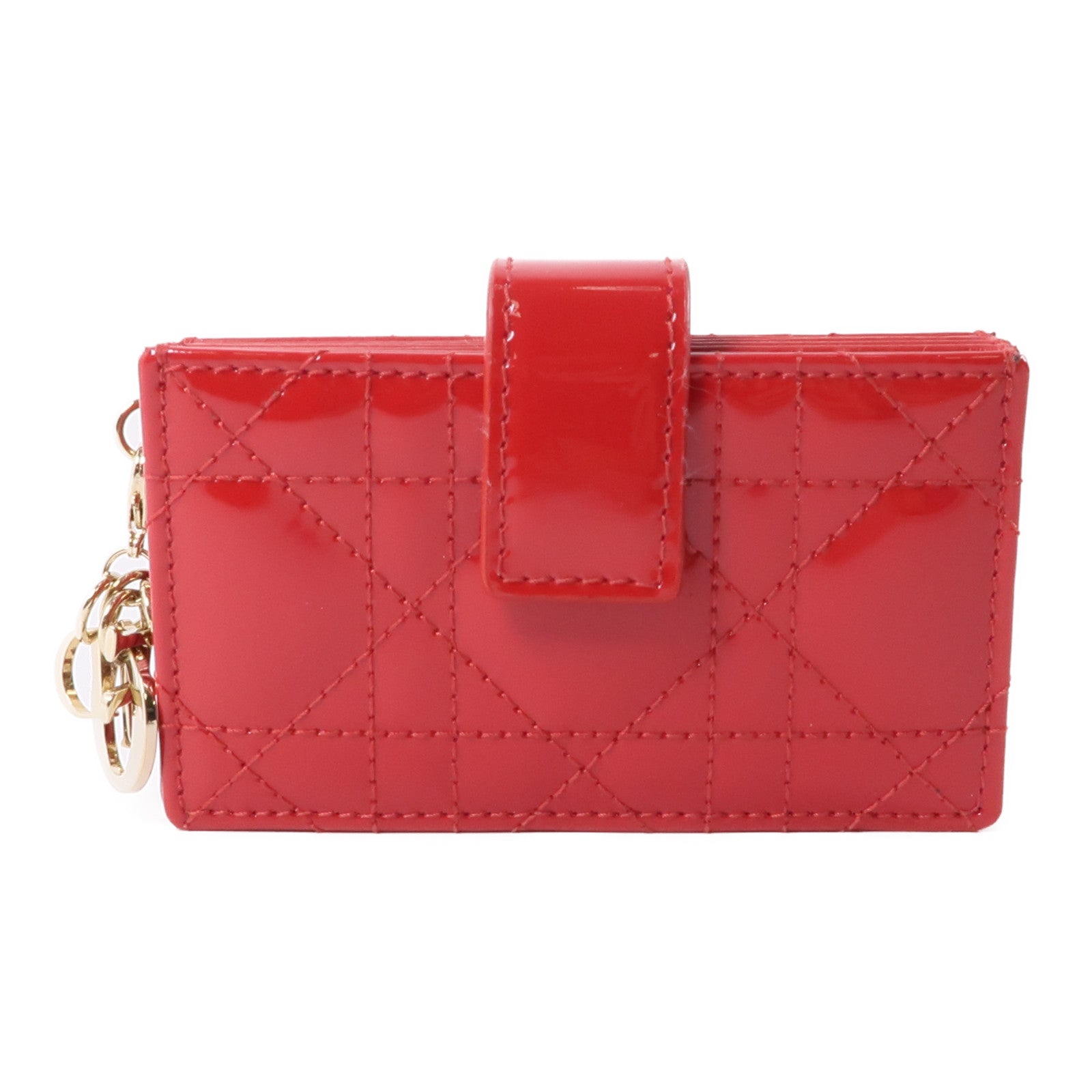 Dior 漆皮皮革Card Case金扣卡片套紅色