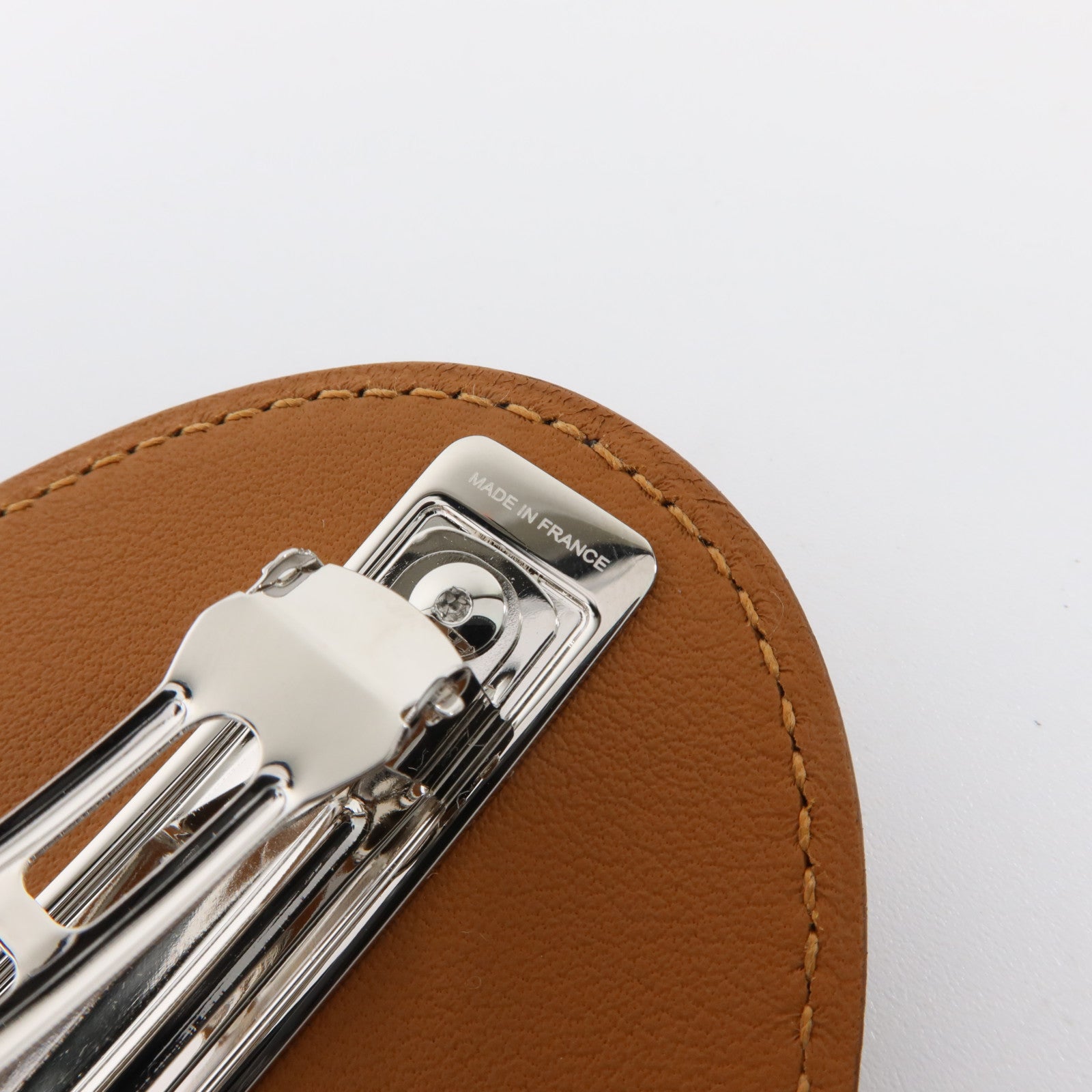 HERMES Swift皮革/金屬Evelyne GM Hair Clip銀扣髮夾Gold
