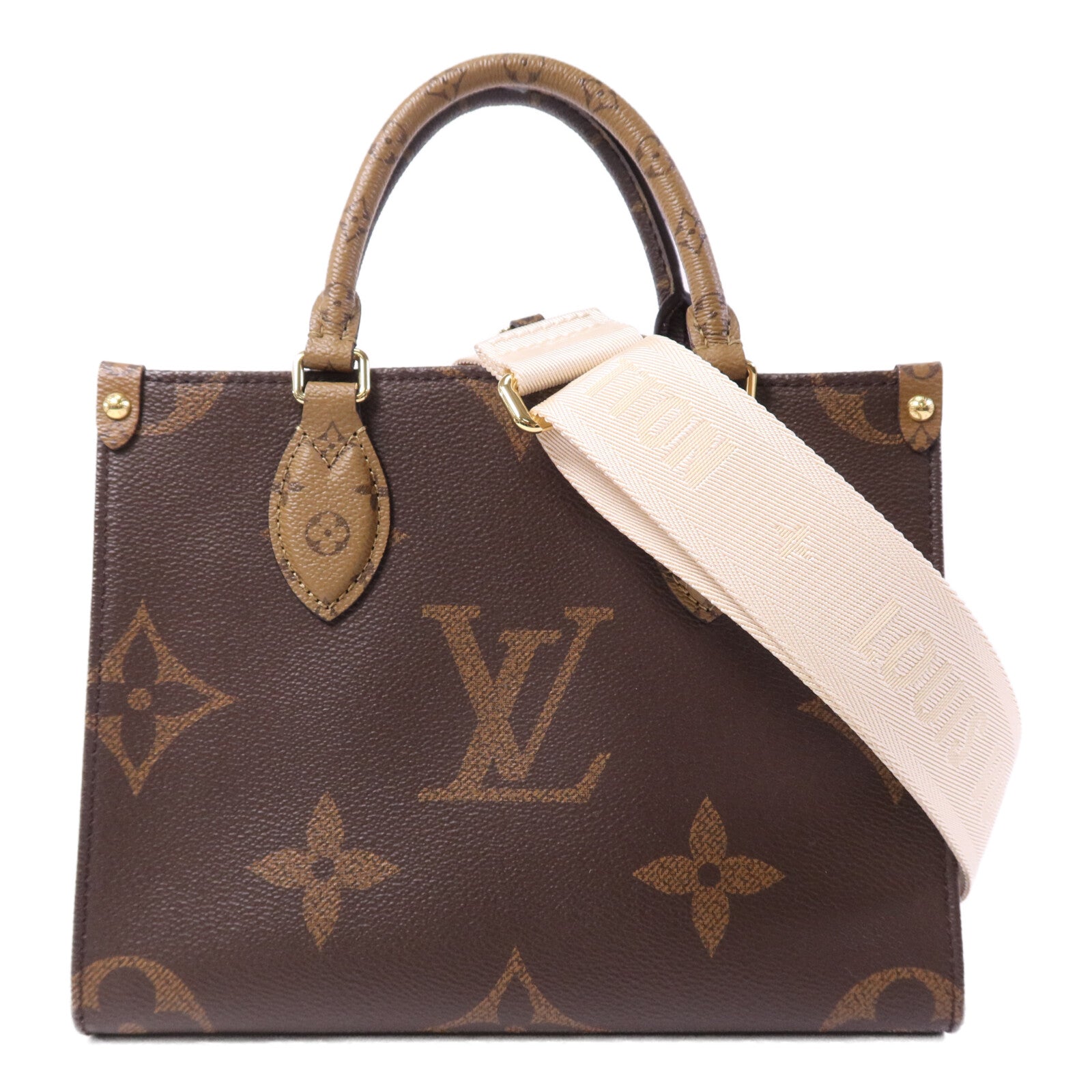 LOUIS VUITTON Monogram Giant On The Go PM金扣手挽肩背兩用袋