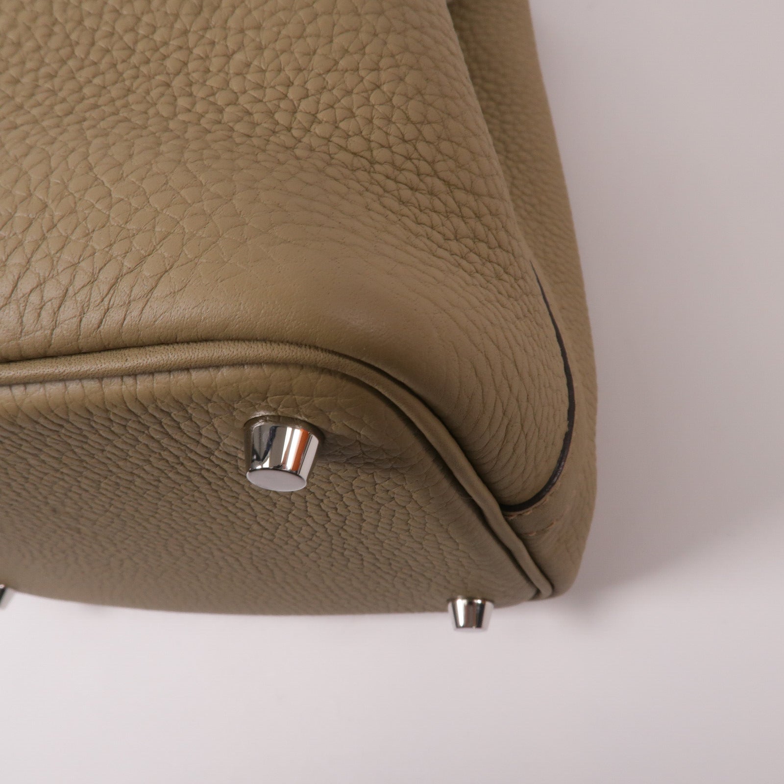 HERMES Clemence皮革Picotin PM手挽袋Beige Marfa