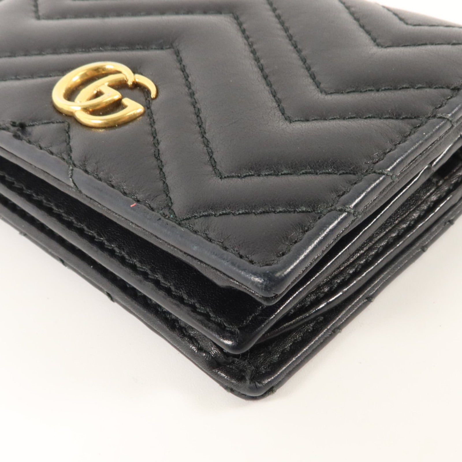 GUCCI 牛皮皮革GG Marmont Card Case Wallet金扣錢包