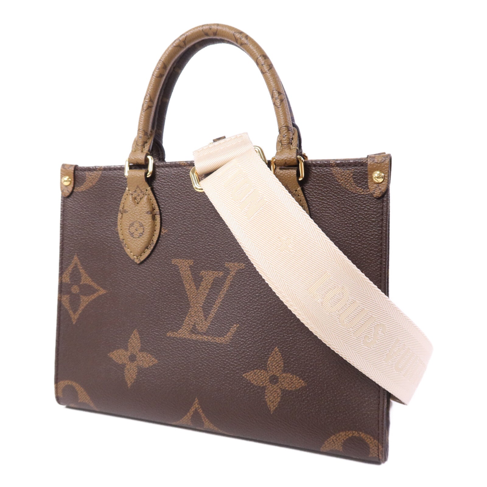 LOUIS VUITTON Monogram Giant On The Go PM金扣手挽肩背兩用袋