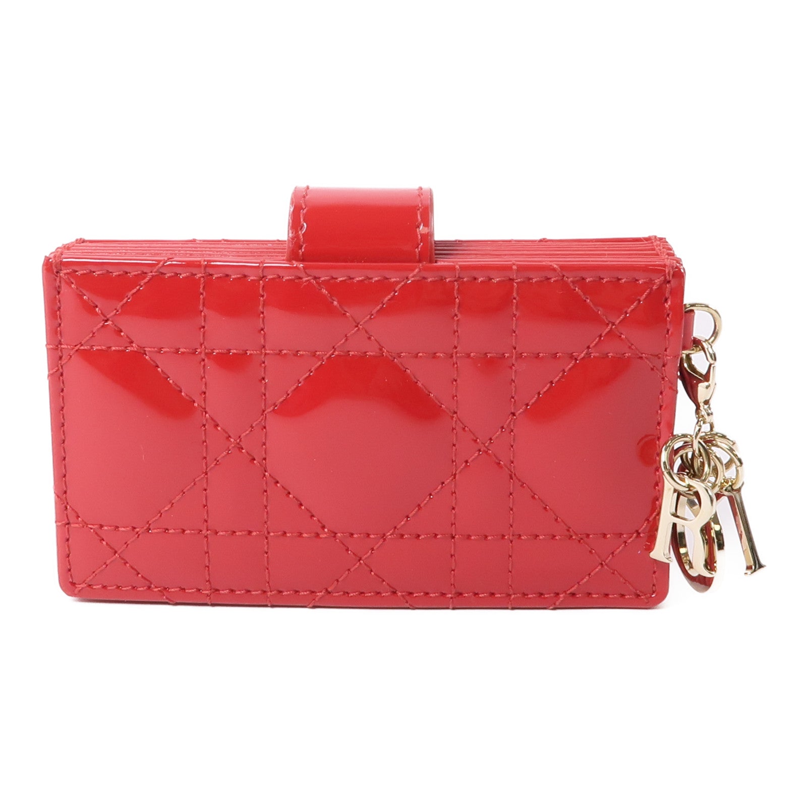 Dior 漆皮皮革Card Case金扣卡片套紅色