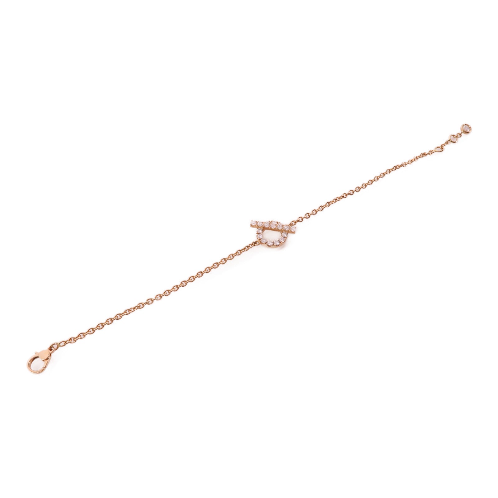 HERMES 18K玫瑰金Finesse Bracelet鑽石手鏈