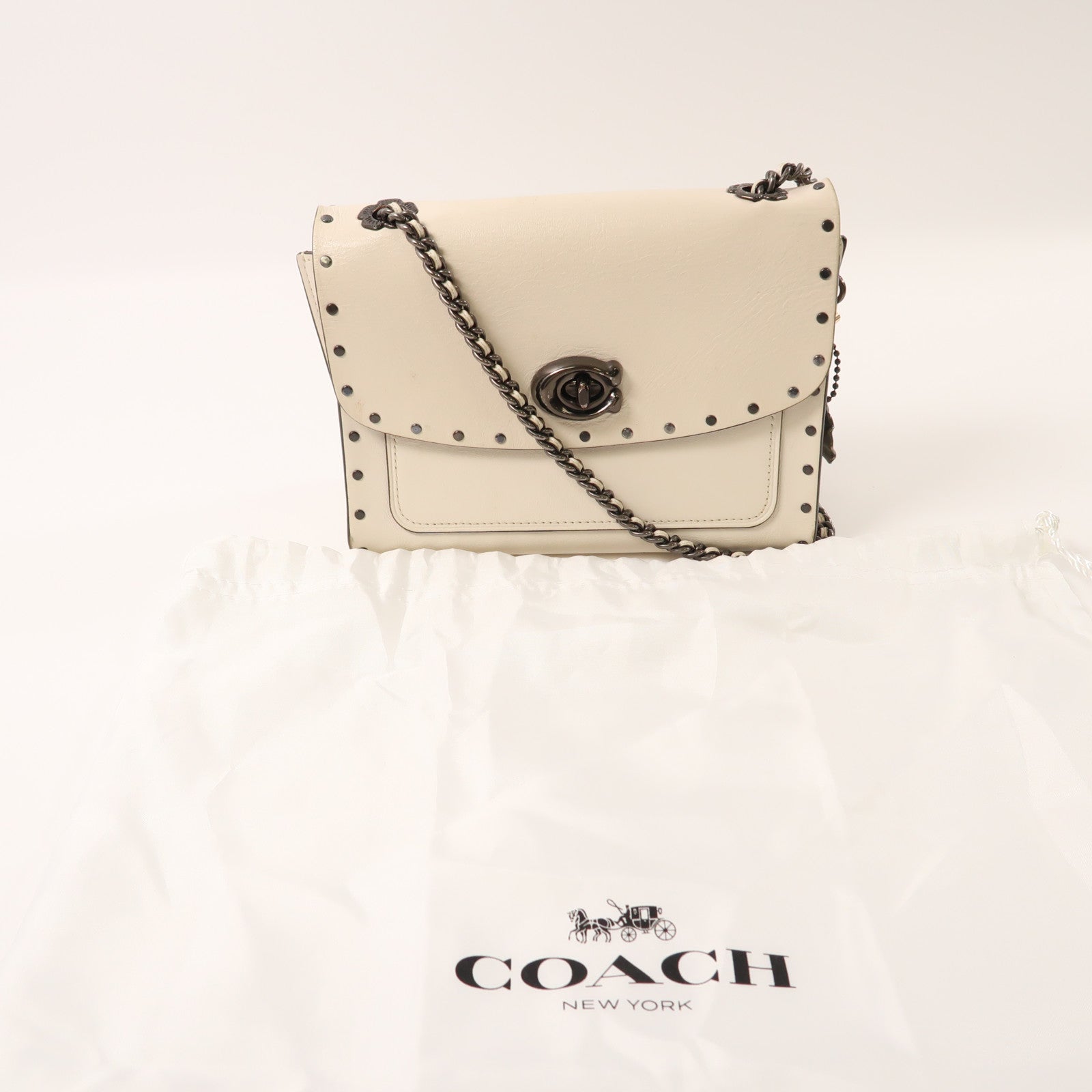 COACH 牛皮皮革Shoulder Bag肩背袋白色