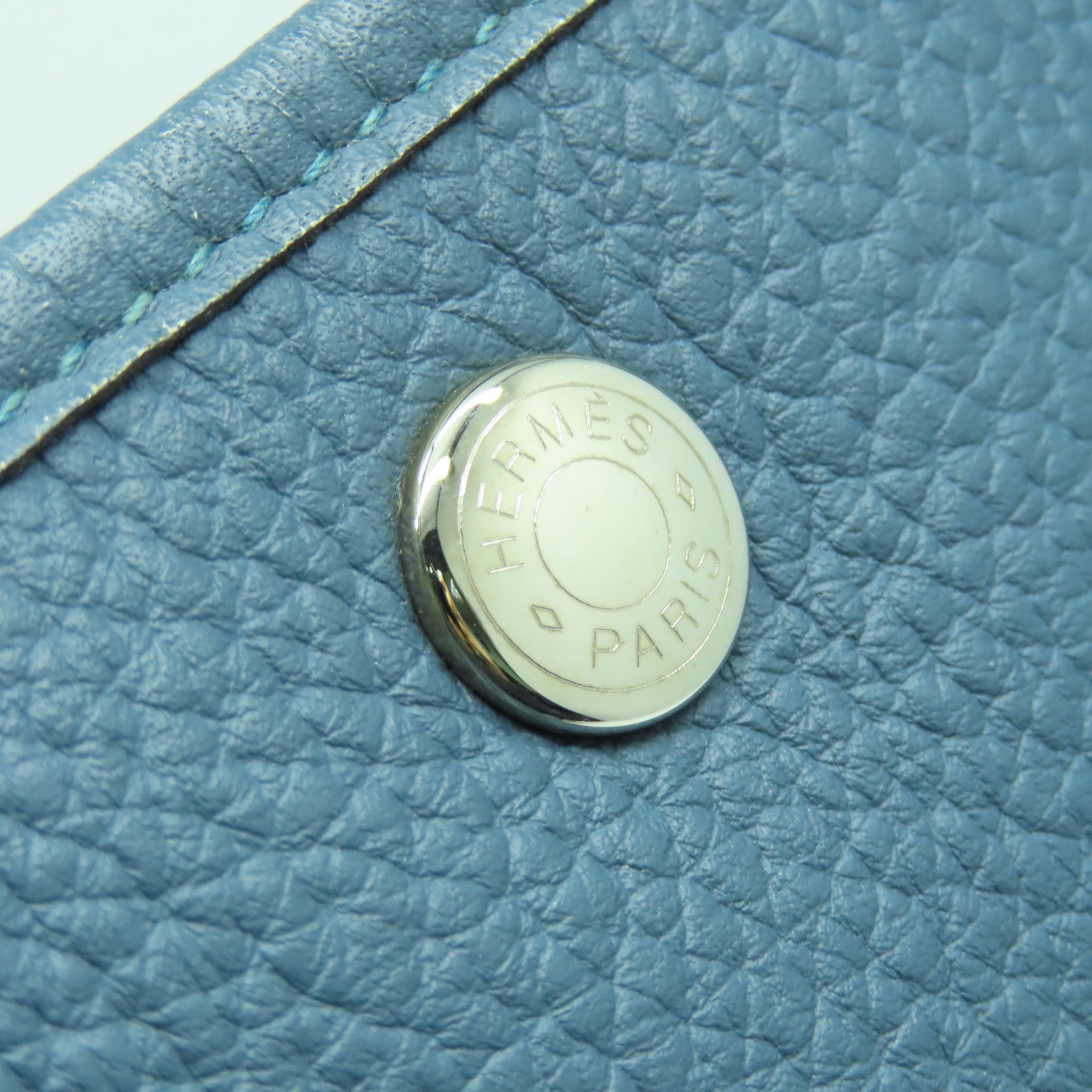 HERMES 【激減優惠】Negonda皮革GardenParty PM銀扣手挽袋藍色