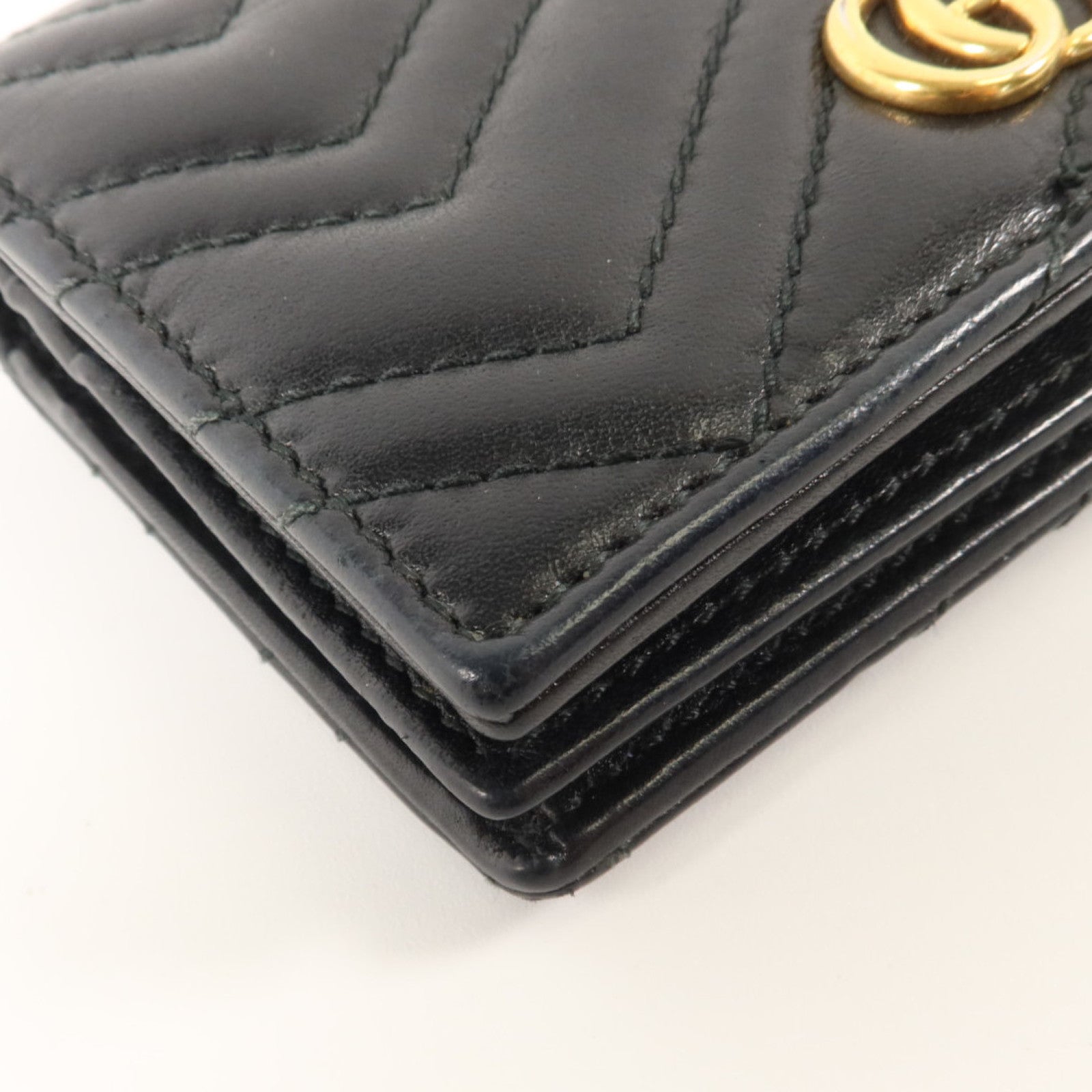 GUCCI 牛皮皮革GG Marmont Card Case Wallet金扣錢包