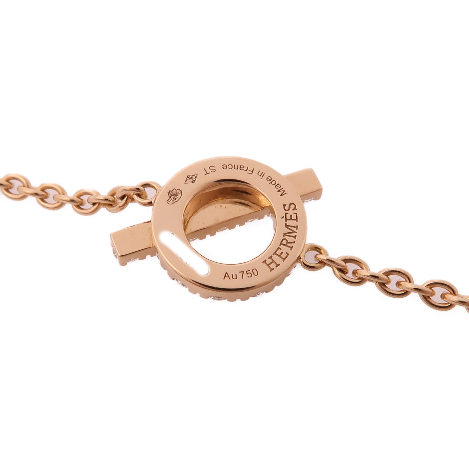 HERMES 18K玫瑰金Finesse Bracelet鑽石手鏈