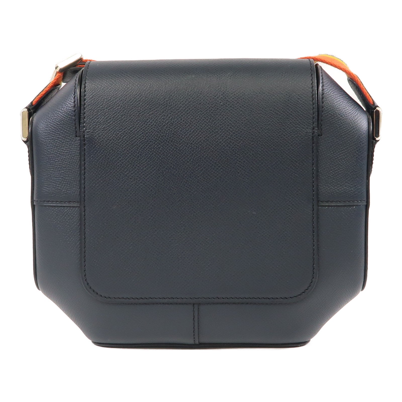 HERMES Epsom皮革Octogone 23銀扣肩背袋靛藍色