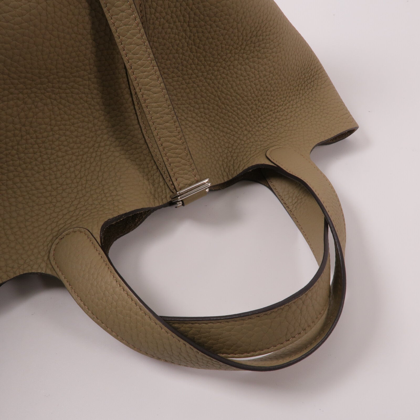 HERMES Clemence皮革Picotin PM手挽袋Beige Marfa