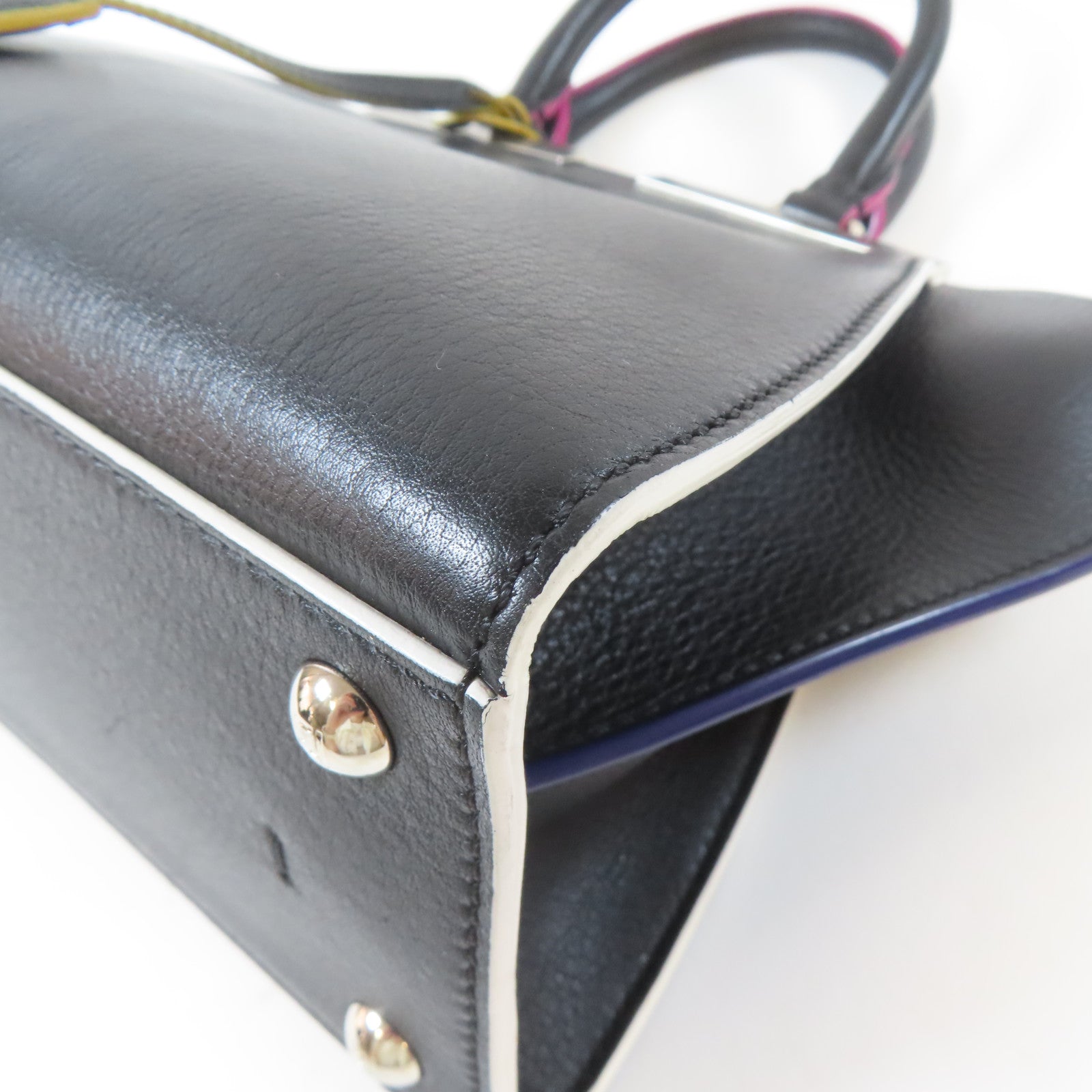 FENDI 牛皮皮革3 Jours 2 Way Shoulder銀扣手挽肩背兩用袋黑色