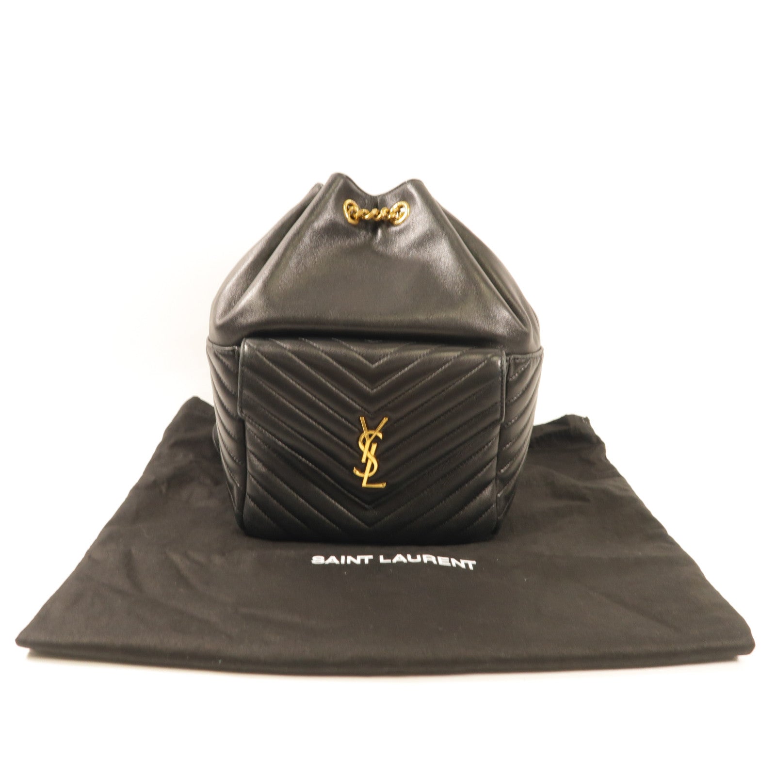 SAINT LAURENT 【激減優惠】羊皮皮革Joe Backpack金扣肩背袋黑色