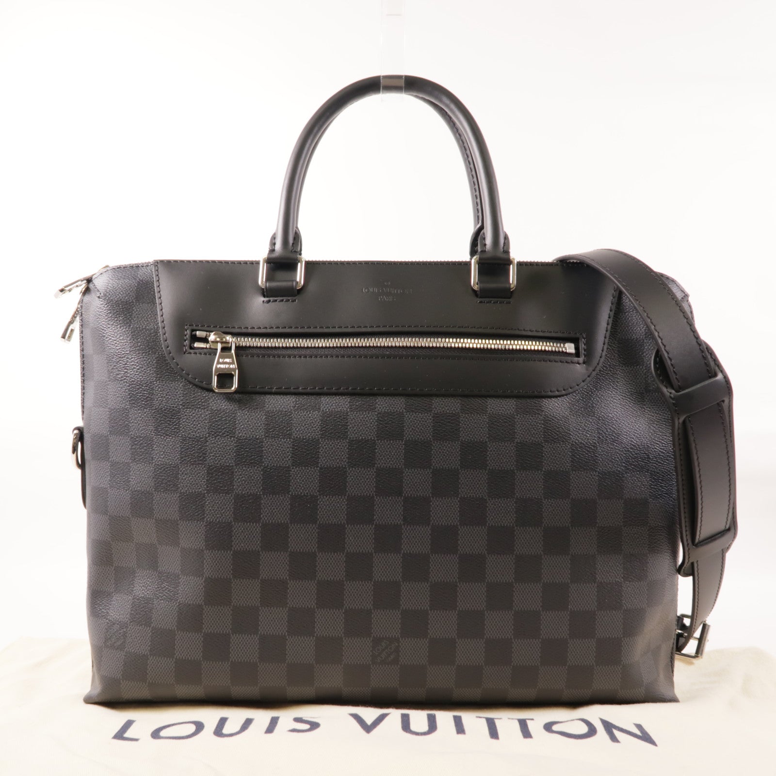 LOUIS VUITTON Damier Graphite Porte-Documents Jour銀扣手挽肩背兩用袋