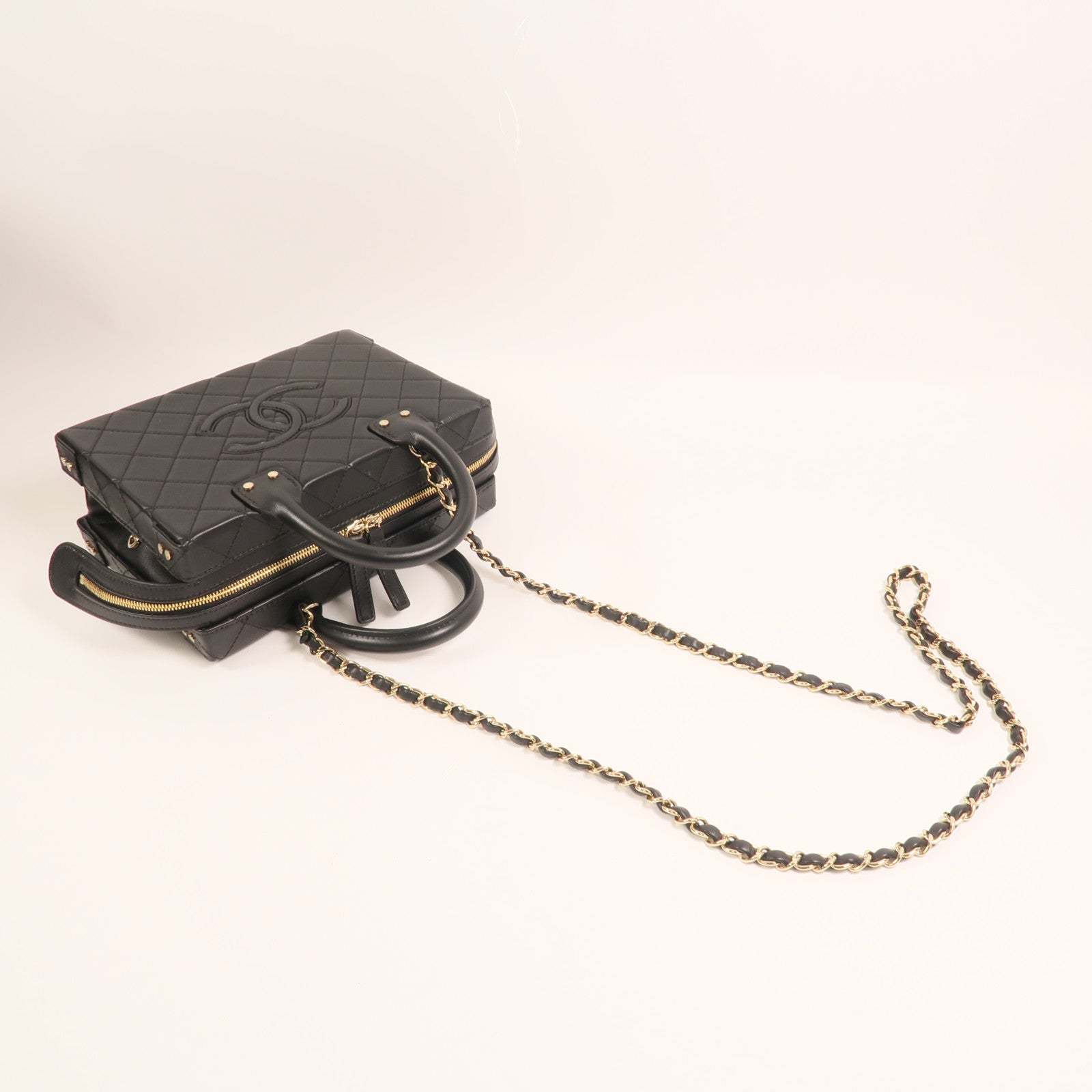 CHANEL 【激減優惠】牛皮皮革Chain Shoulder金扣手挽肩背兩用袋