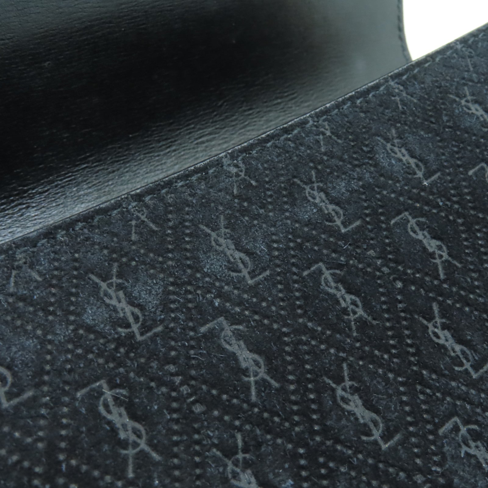 SAINT LAURENT 麂皮皮革/皮革Shoulder Bag金扣肩背袋黑色