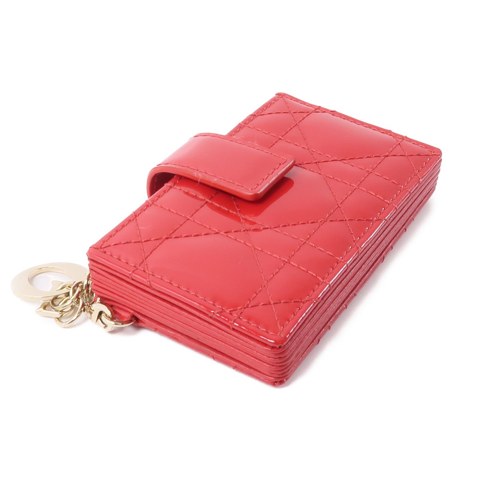 Dior 漆皮皮革Card Case金扣卡片套紅色