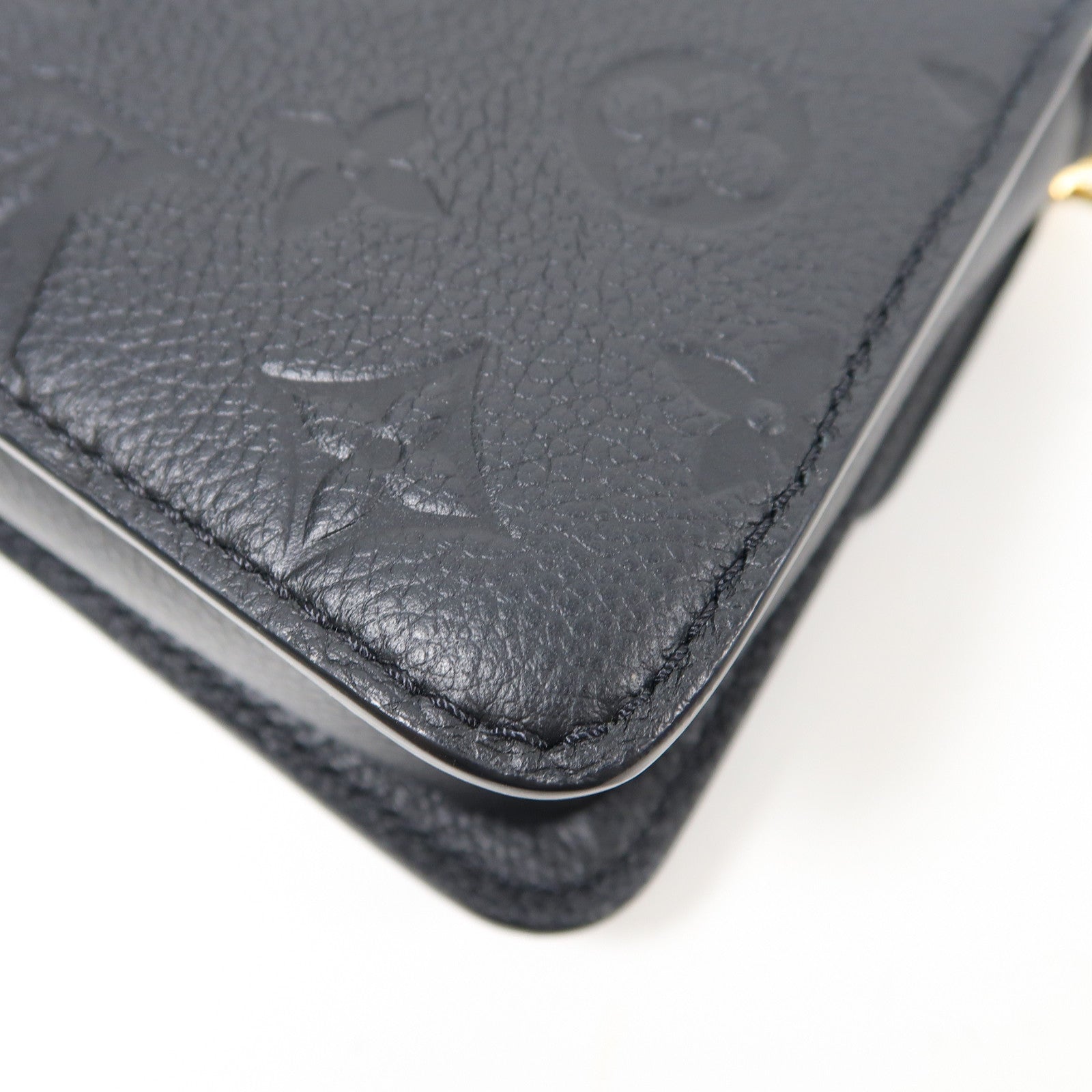 LOUIS VUITTON Monogram Empreinte Wallet On Chain Metis金扣鏈帶肩背袋黑色