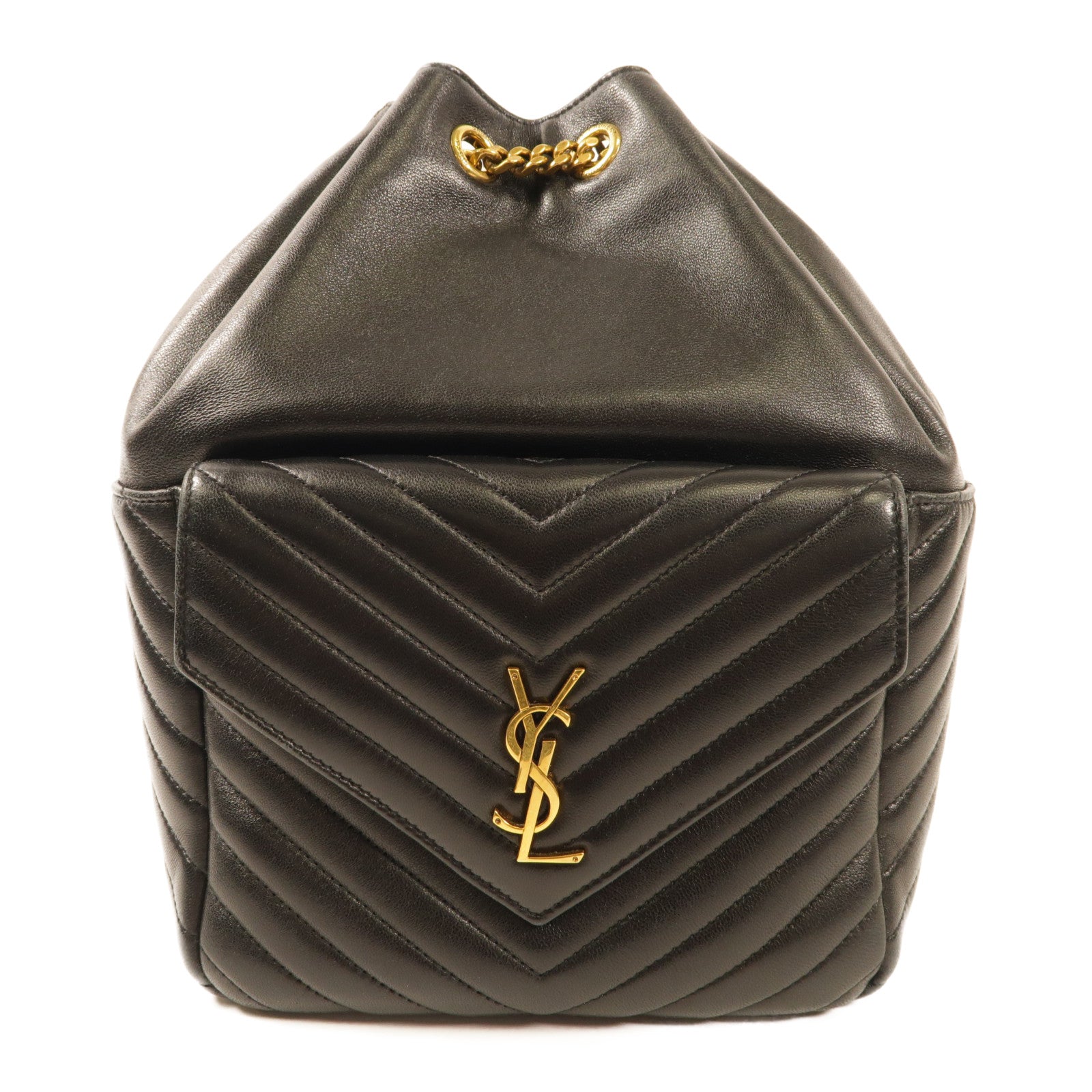 SAINT LAURENT 【激減優惠】羊皮皮革Joe Backpack金扣肩背袋黑色