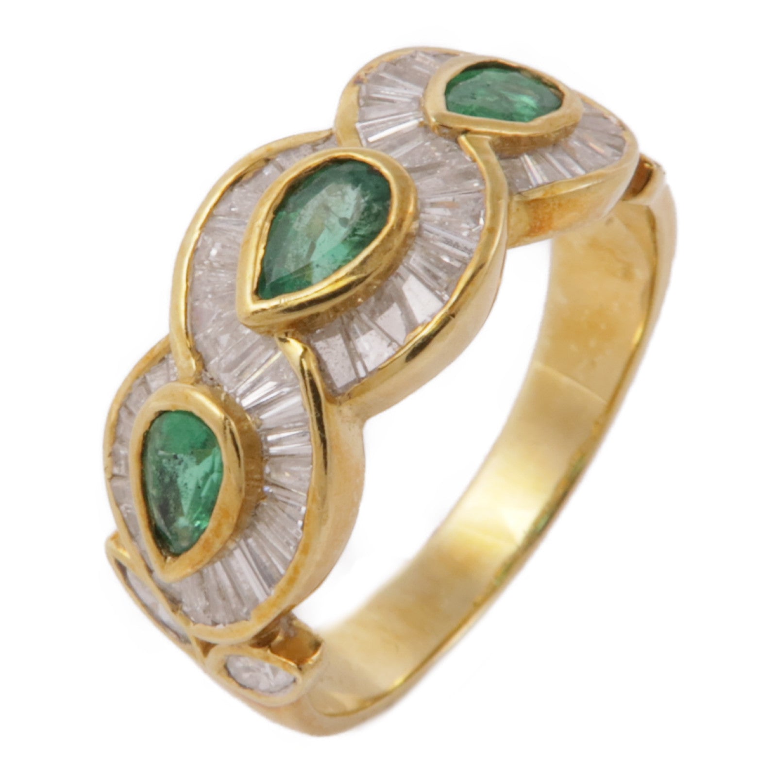 JEWELRY 18K黃金Emerald/Diamond Ring綠寶石/鑽石戒指US#7.25