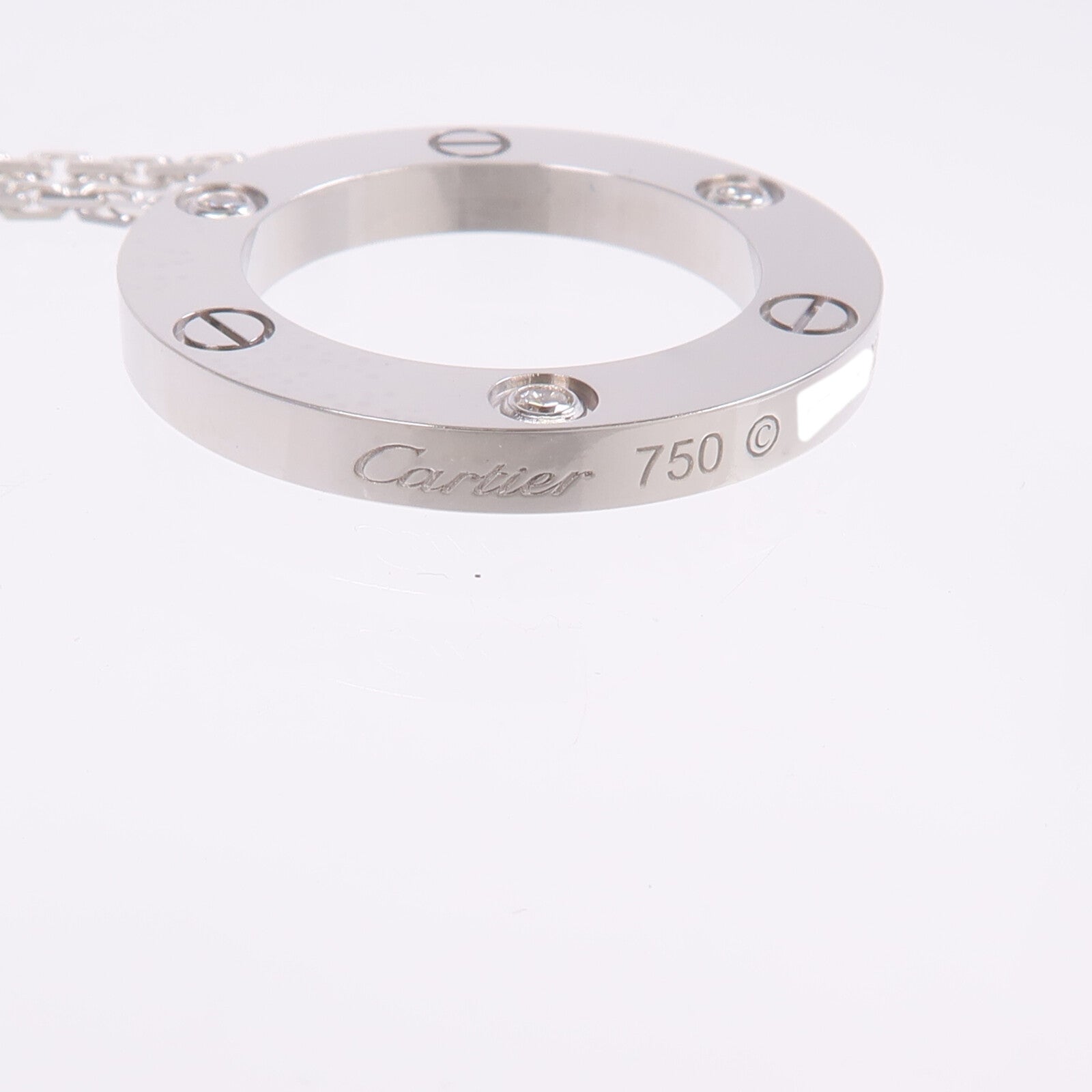 CARTIER 18K白金Love Necklace 3 Diamonds鑽石項鍊