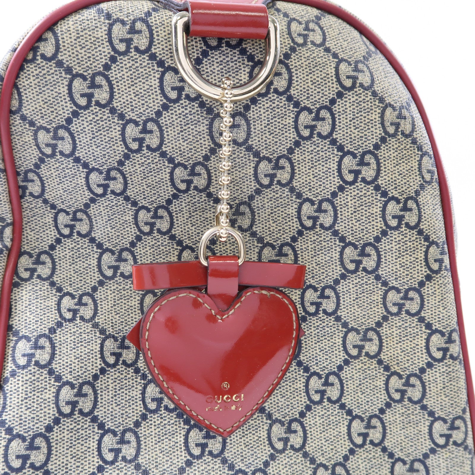 GUCCI 塗層帆布Hand Bag金扣手挽袋啡色/紅色