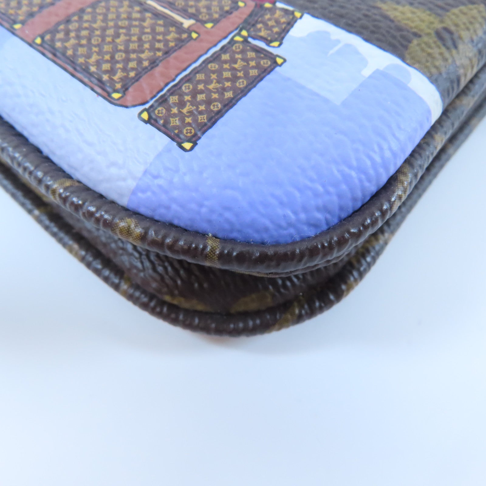 LOUIS VUITTON Monogram Pochette Double Zip金扣鏈帶肩背袋啡色