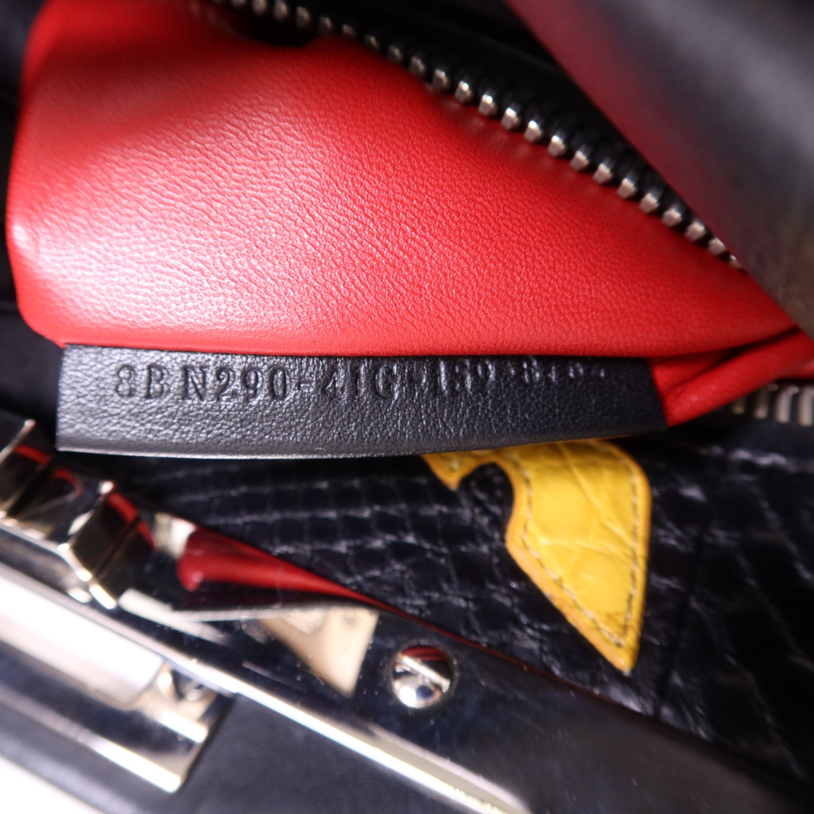 FENDI 蛇皮皮革/牛皮皮革Peekaboo Bag銀扣手挽肩背兩用袋