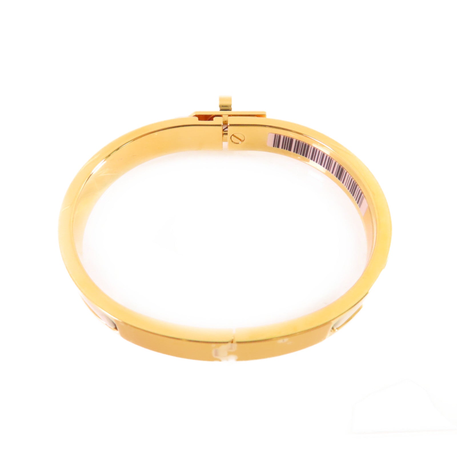 HERMES 金屬/琺瑯Mini Clic Kelly Bracelet金扣手鏈金色/米白色