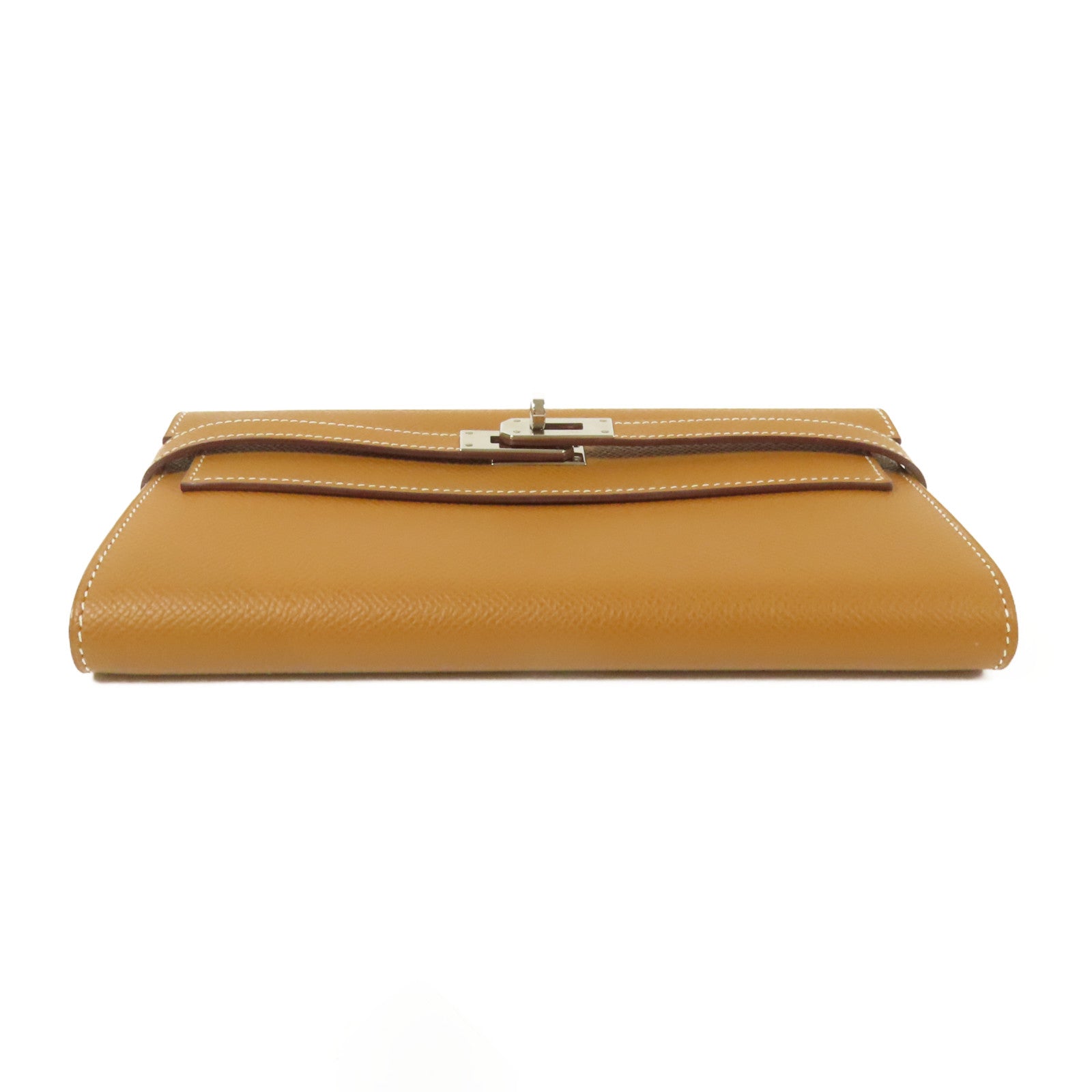 HERMES Epsom皮革Kelly Long Wallet銀扣長錢包Gold