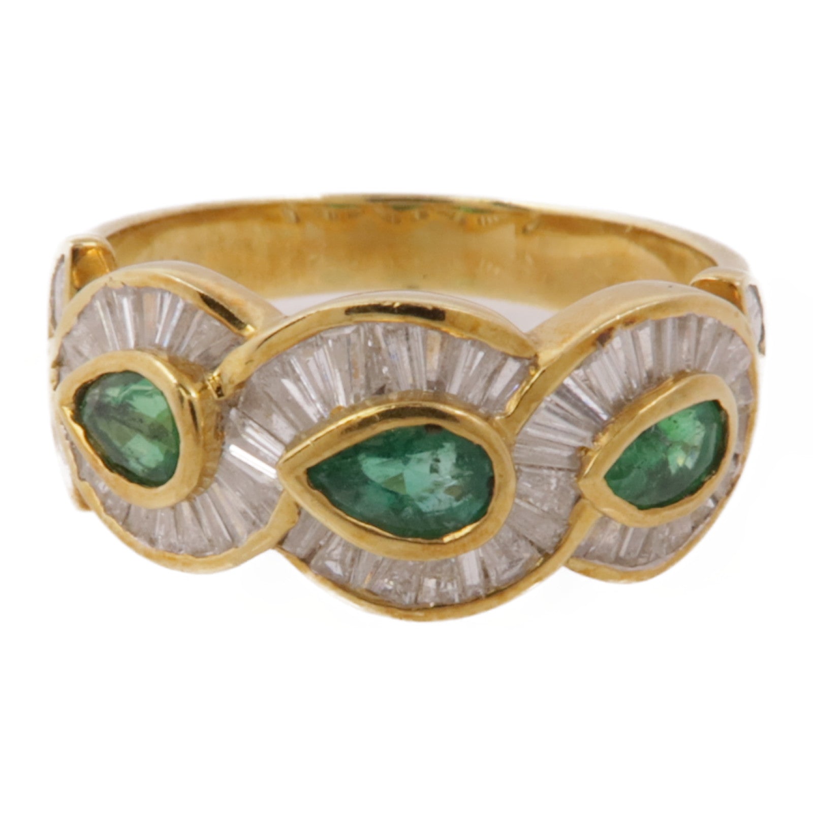 JEWELRY 18K黃金Emerald/Diamond Ring綠寶石/鑽石戒指US#7.25