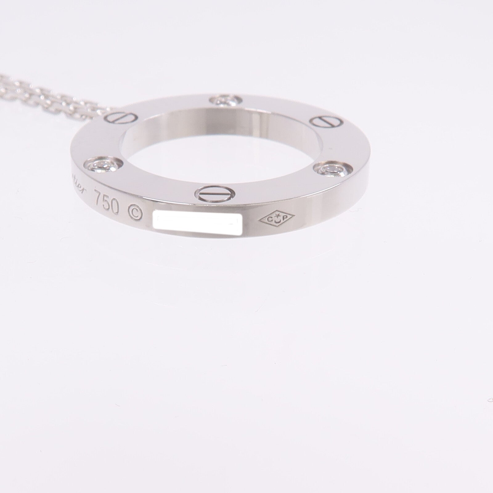 CARTIER 18K白金Love Necklace 3 Diamonds鑽石項鍊