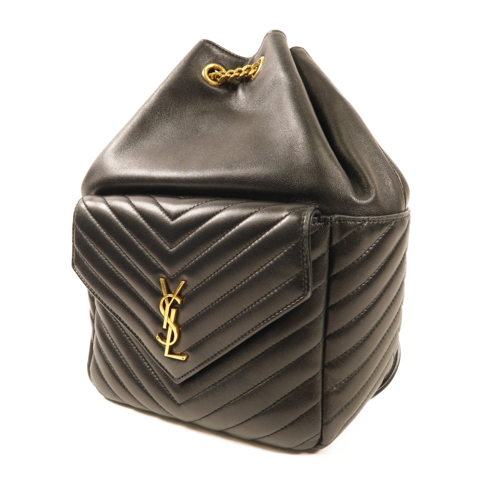 SAINT LAURENT 【激減優惠】羊皮皮革Joe Backpack金扣肩背袋黑色
